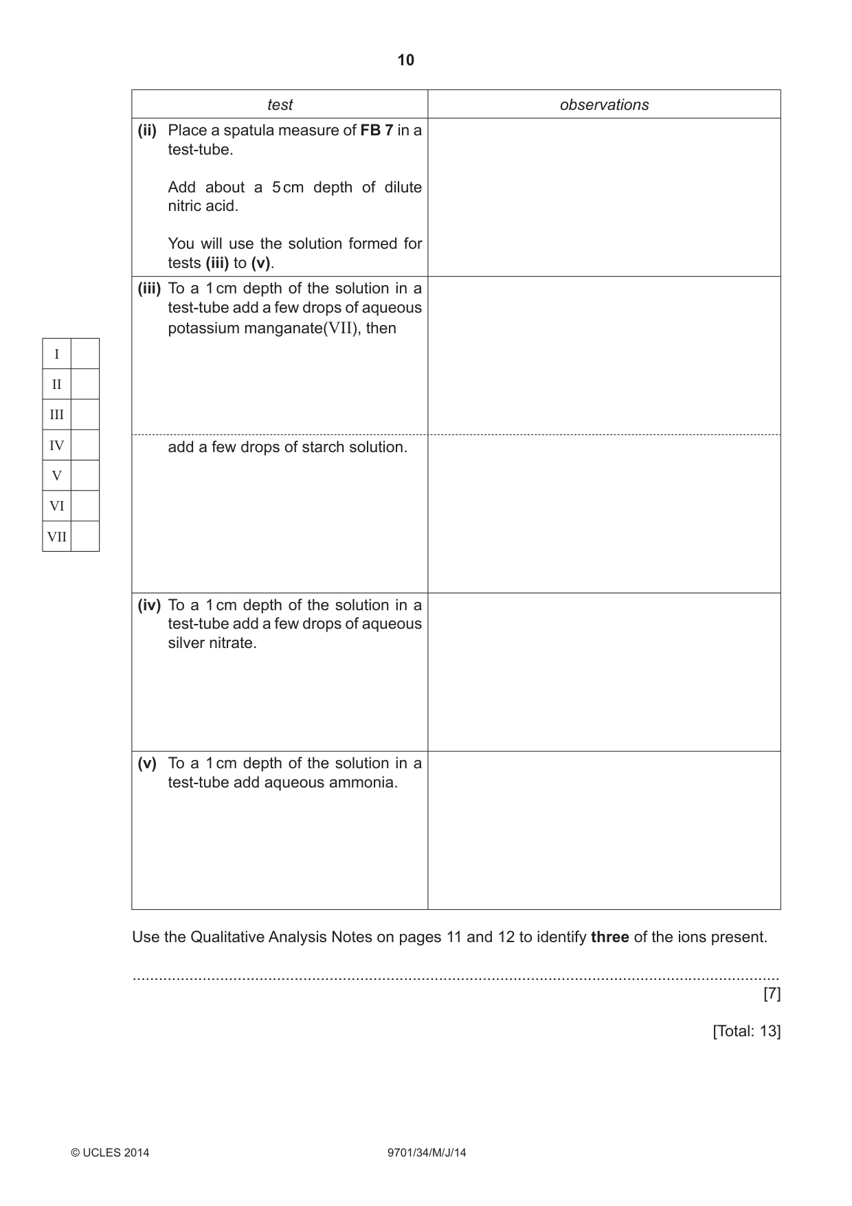 Cambridge A Level Chemistry 9701 2014 May/June Paper 3 · Variant 4 question paper, page 10 of 12