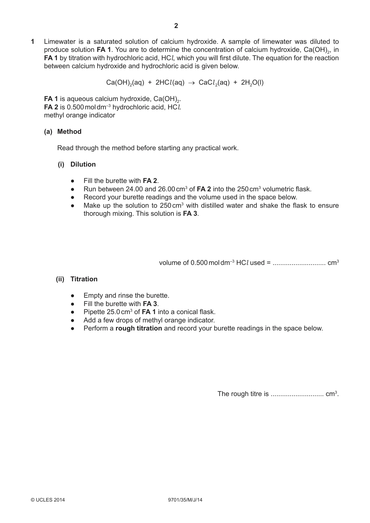 Cambridge A Level Chemistry 9701 2014 May/June Paper 3 · Variant 5 question paper, page 2 of 12