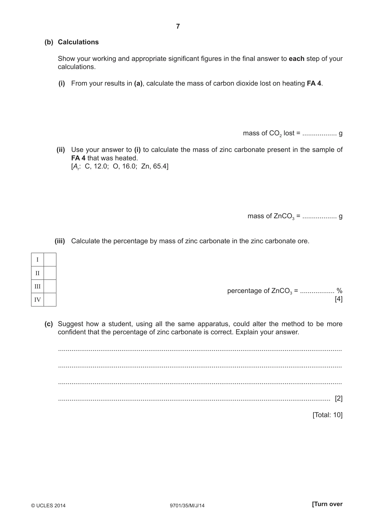 Cambridge A Level Chemistry 9701 2014 May/June Paper 3 · Variant 5 question paper, page 7 of 12