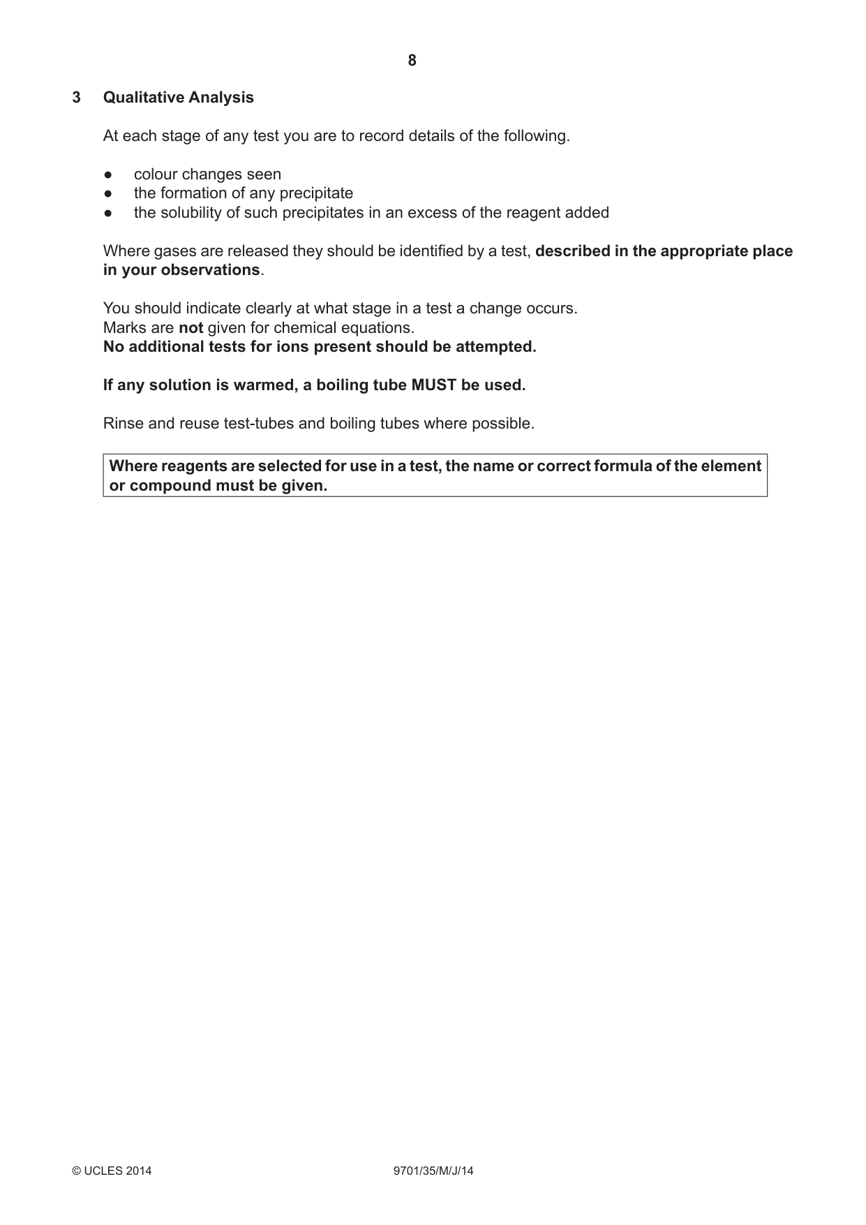 Cambridge A Level Chemistry 9701 2014 May/June Paper 3 · Variant 5 question paper, page 8 of 12