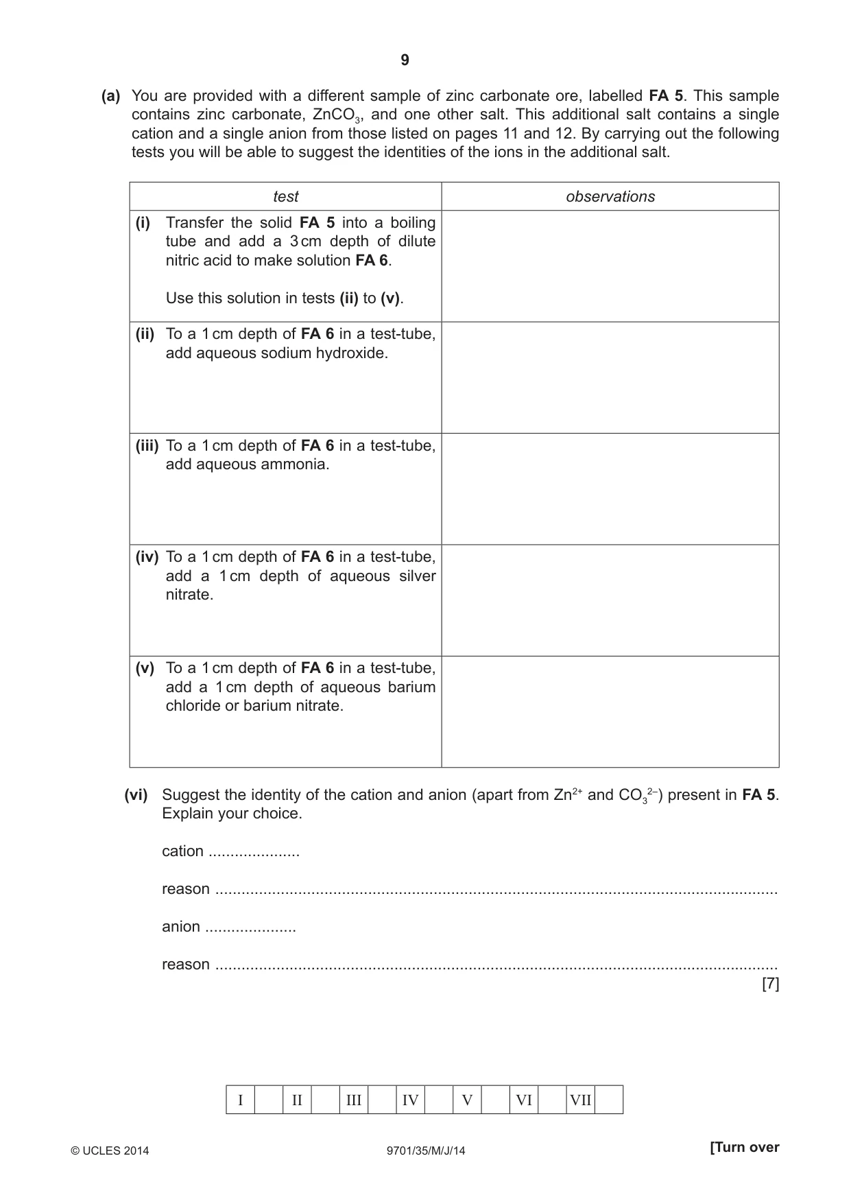 Cambridge A Level Chemistry 9701 2014 May/June Paper 3 · Variant 5 question paper, page 9 of 12