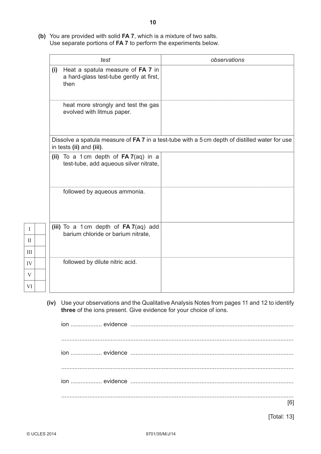 Cambridge A Level Chemistry 9701 2014 May/June Paper 3 · Variant 5 question paper, page 10 of 12