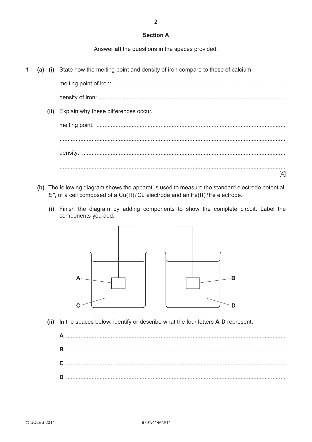 Cambridge A Level Chemistry 9701 2014 May/June Paper 4 · Variant 1 question paper, page 2 of 20