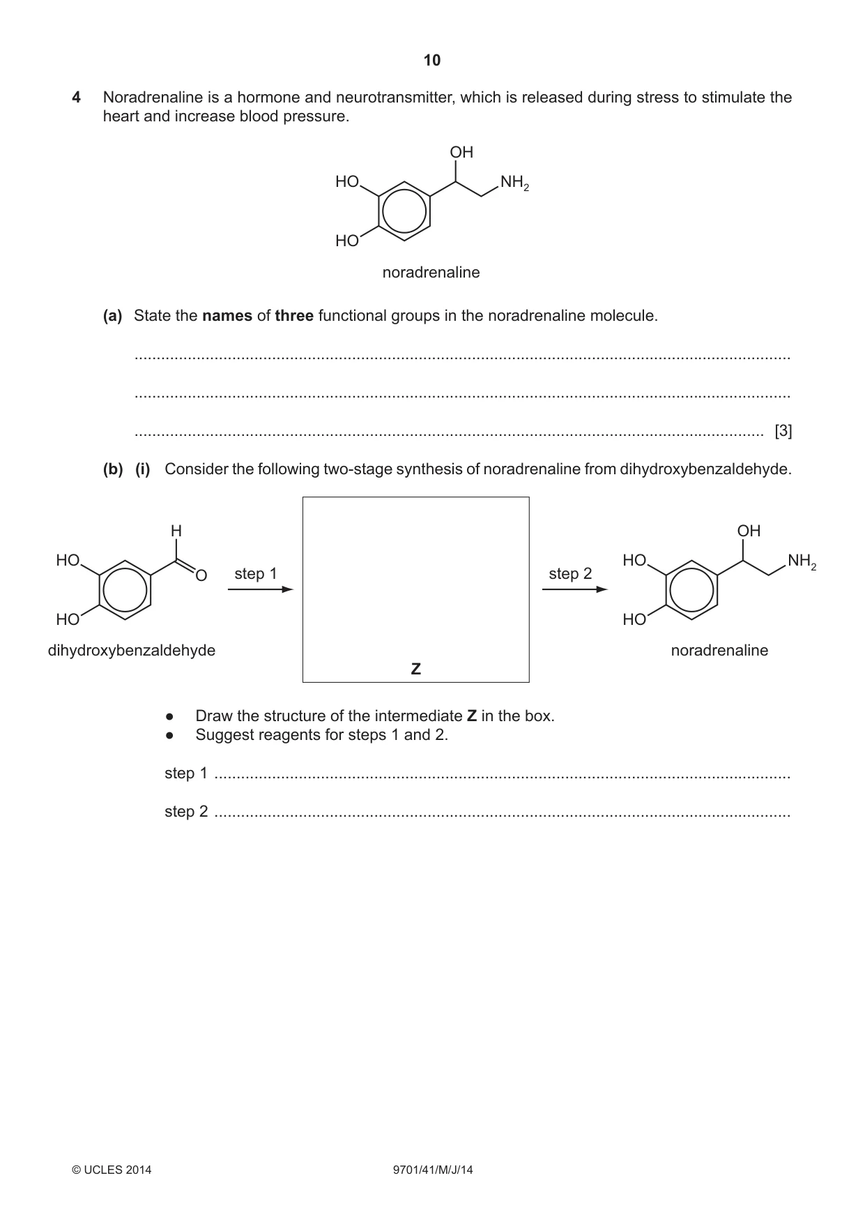 Cambridge A Level Chemistry 9701 2014 May/June Paper 4 · Variant 1 question paper, page 10 of 20