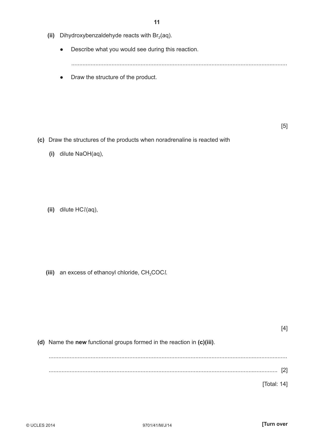 Cambridge A Level Chemistry 9701 2014 May/June Paper 4 · Variant 1 question paper, page 11 of 20