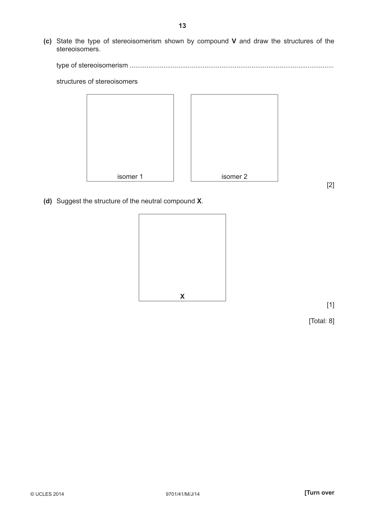 Cambridge A Level Chemistry 9701 2014 May/June Paper 4 · Variant 1 question paper, page 13 of 20