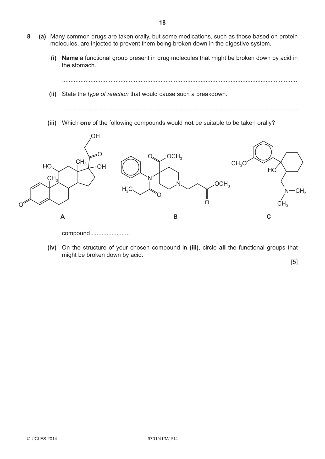 Cambridge A Level Chemistry 9701 2014 May/June Paper 4 · Variant 1 question paper, page 18 of 20