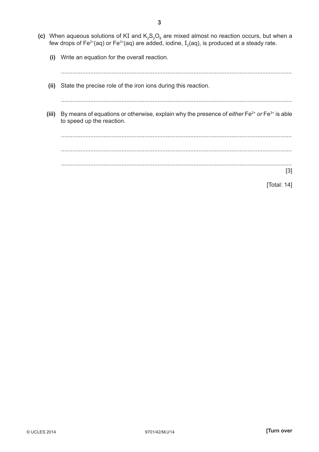 Cambridge A Level Chemistry 9701 2014 May/June Paper 4 · Variant 2 question paper, page 3 of 20