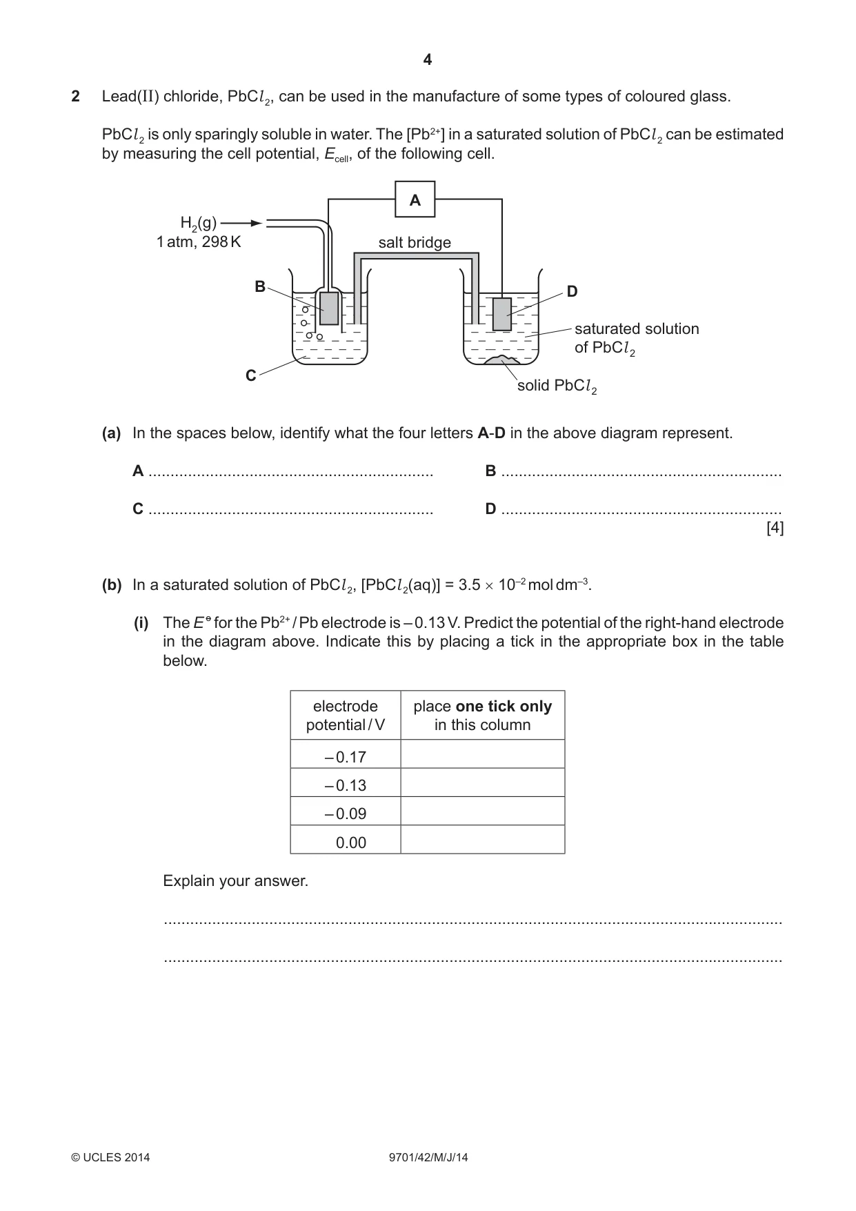 Cambridge A Level Chemistry 9701 2014 May/June Paper 4 · Variant 2 question paper, page 4 of 20