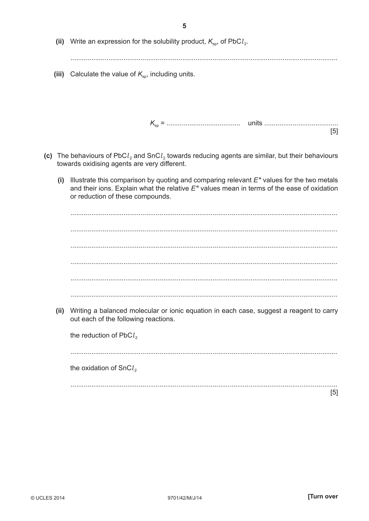 Cambridge A Level Chemistry 9701 2014 May/June Paper 4 · Variant 2 question paper, page 5 of 20
