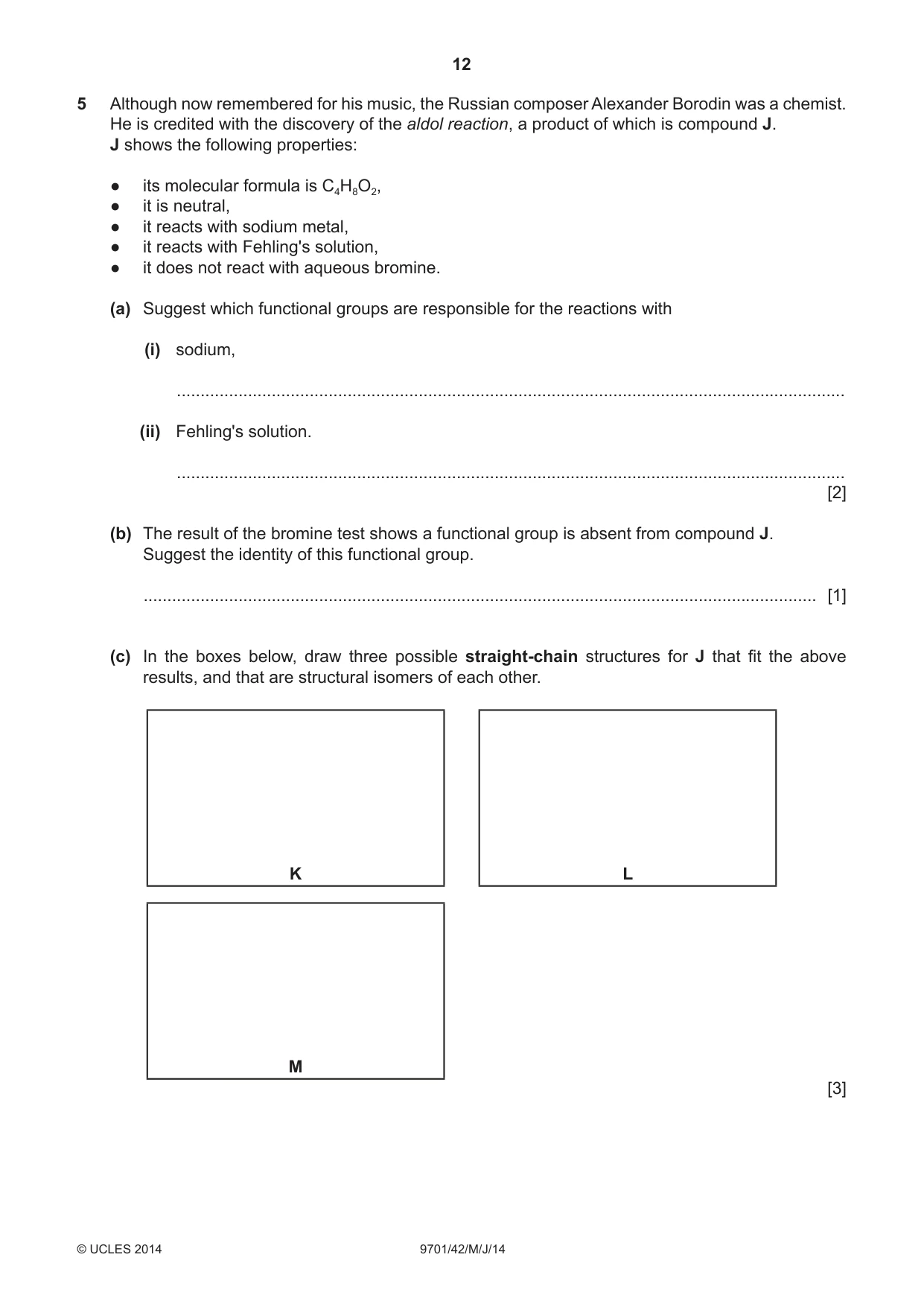 Cambridge A Level Chemistry 9701 2014 May/June Paper 4 · Variant 2 question paper, page 12 of 20