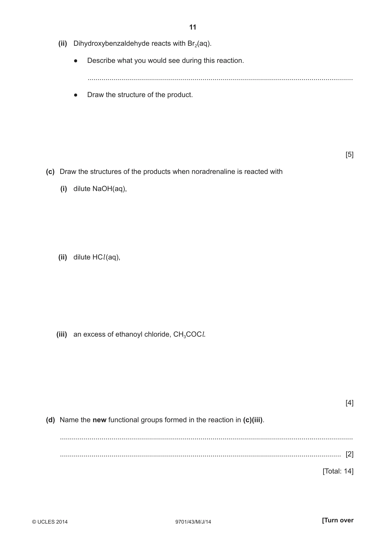 Cambridge A Level Chemistry 9701 2014 May/June Paper 4 · Variant 3 question paper, page 11 of 20