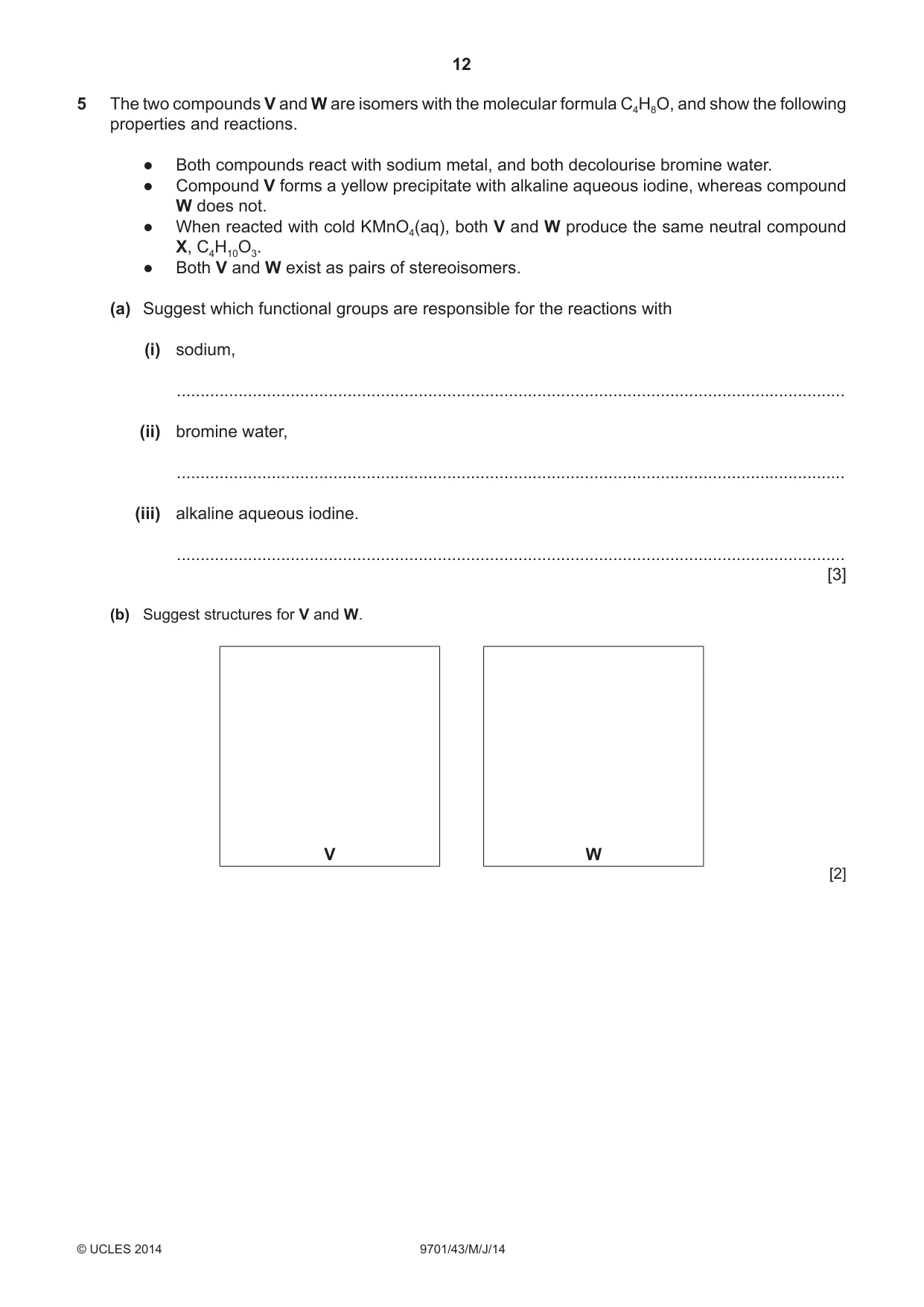 Cambridge A Level Chemistry 9701 2014 May/June Paper 4 · Variant 3 question paper, page 12 of 20