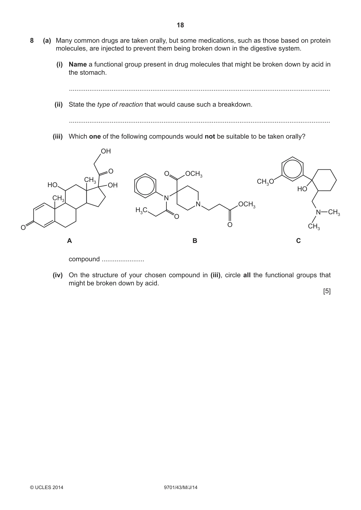 Cambridge A Level Chemistry 9701 2014 May/June Paper 4 · Variant 3 question paper, page 18 of 20
