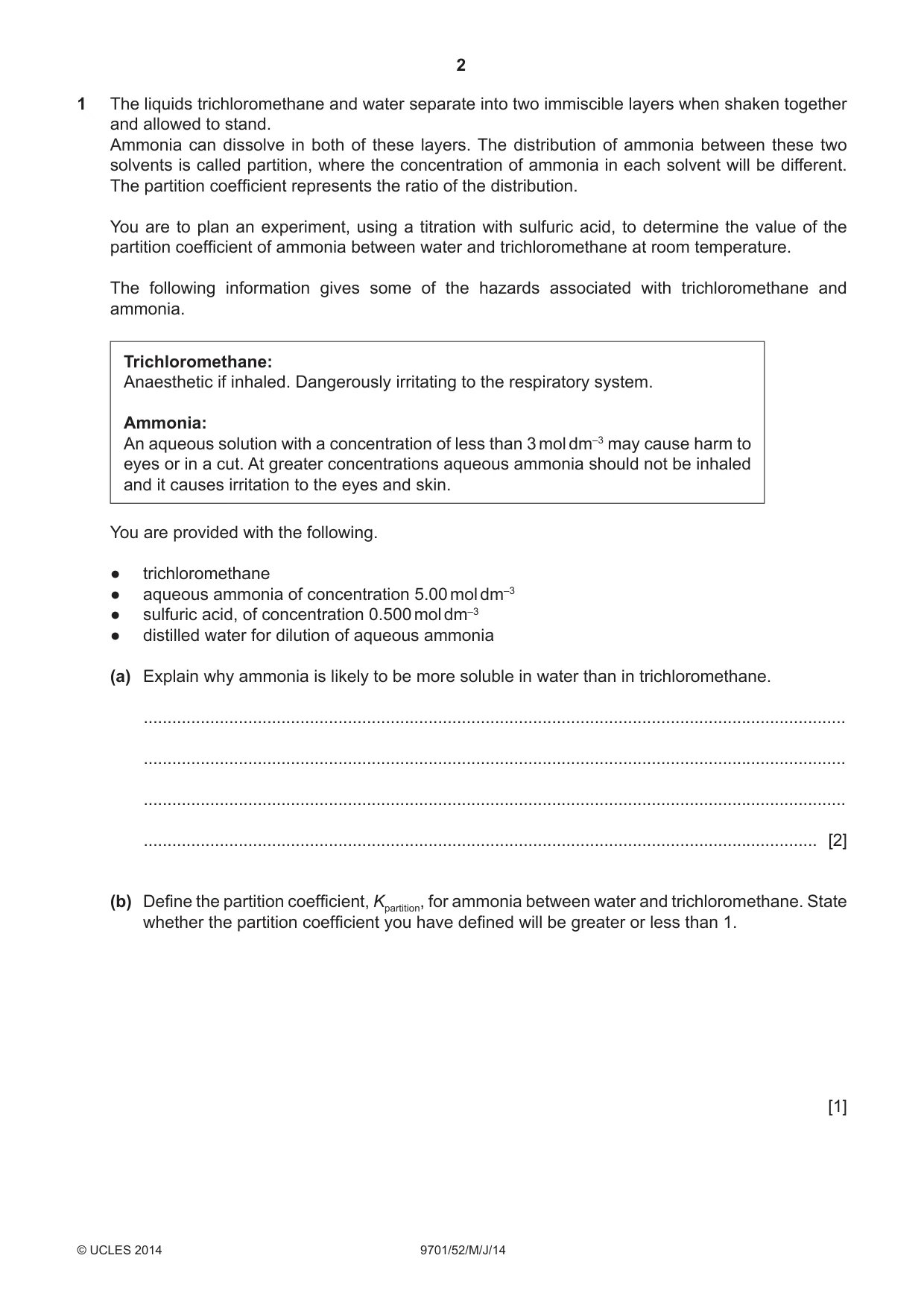 Cambridge A Level Chemistry 9701 2014 May/June Paper 5 · Variant 2 question paper, page 2 of 12