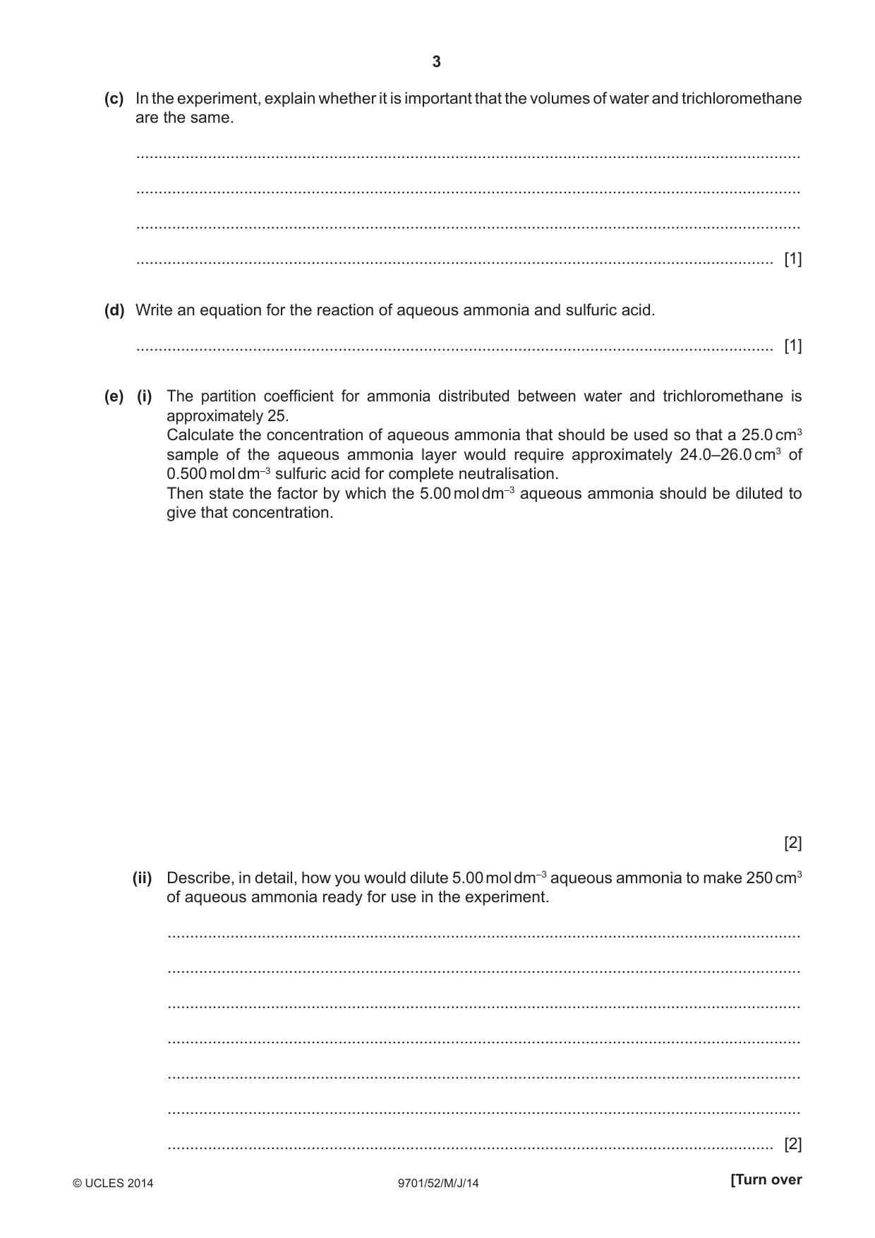 Cambridge A Level Chemistry 9701 2014 May/June Paper 5 · Variant 2 question paper, page 3 of 12