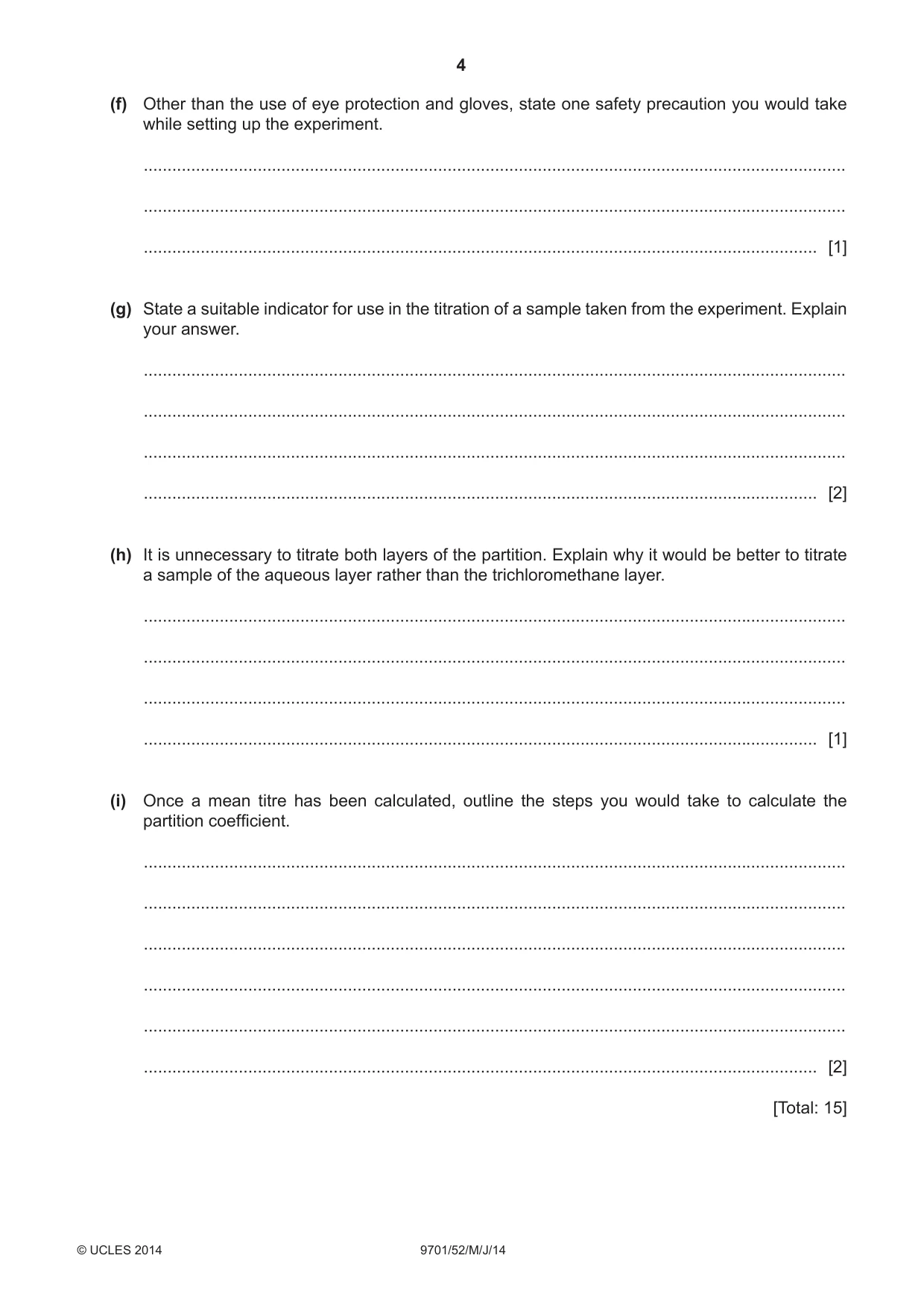 Cambridge A Level Chemistry 9701 2014 May/June Paper 5 · Variant 2 question paper, page 4 of 12