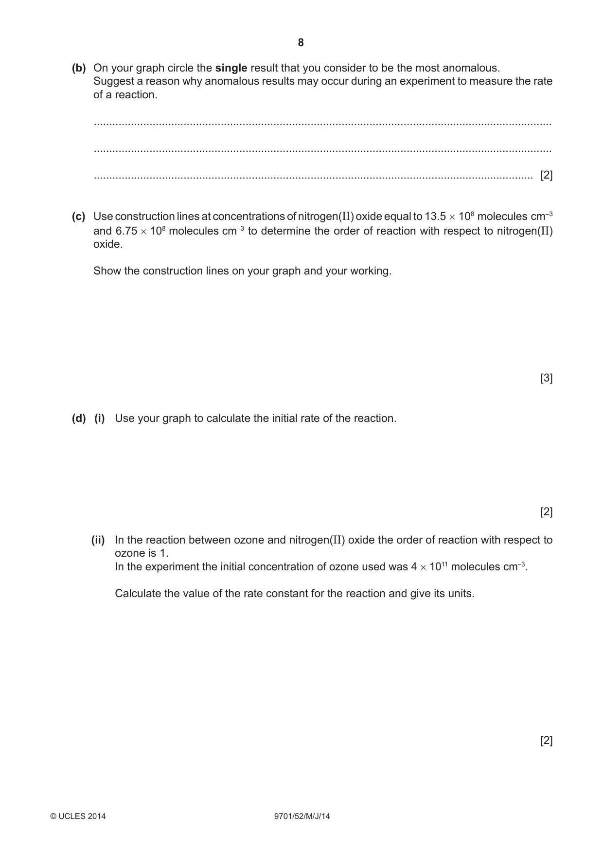 Cambridge A Level Chemistry 9701 2014 May/June Paper 5 · Variant 2 question paper, page 8 of 12
