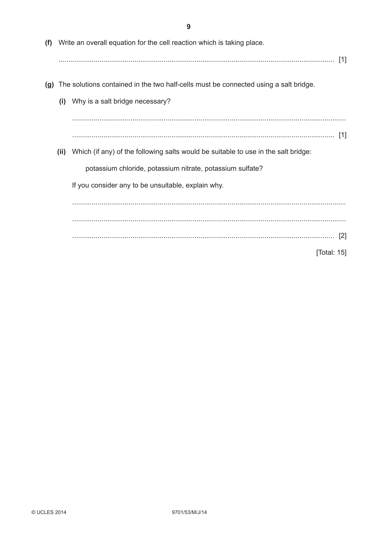 Cambridge A Level Chemistry 9701 2014 May/June Paper 5 · Variant 3 question paper, page 9 of 12