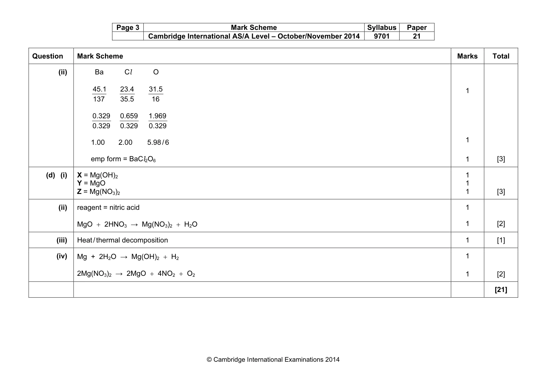 Mark scheme, page 3 of 6