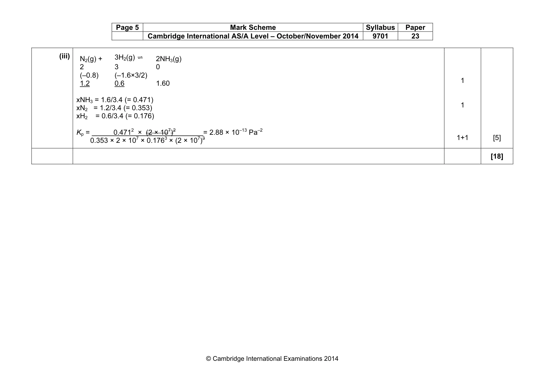 Mark scheme, page 5 of 7