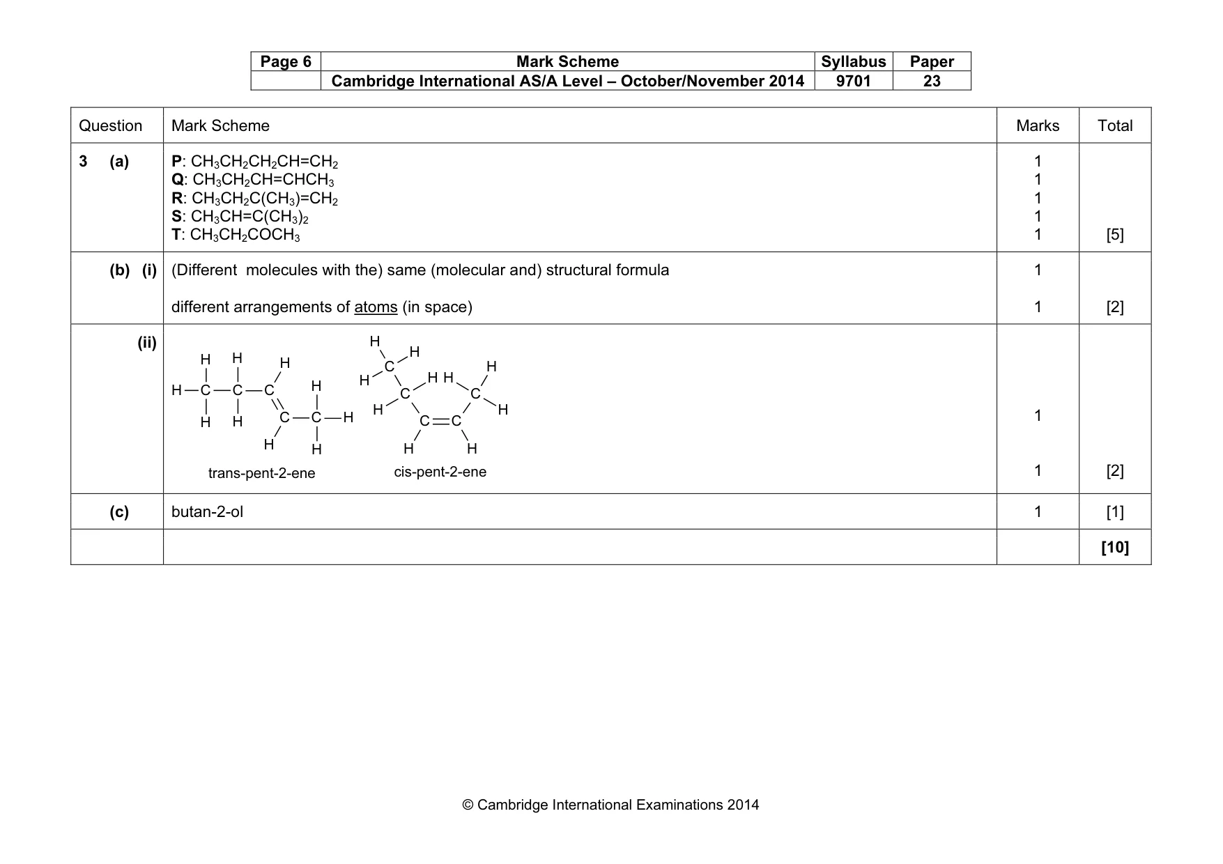 Mark scheme, page 6 of 7