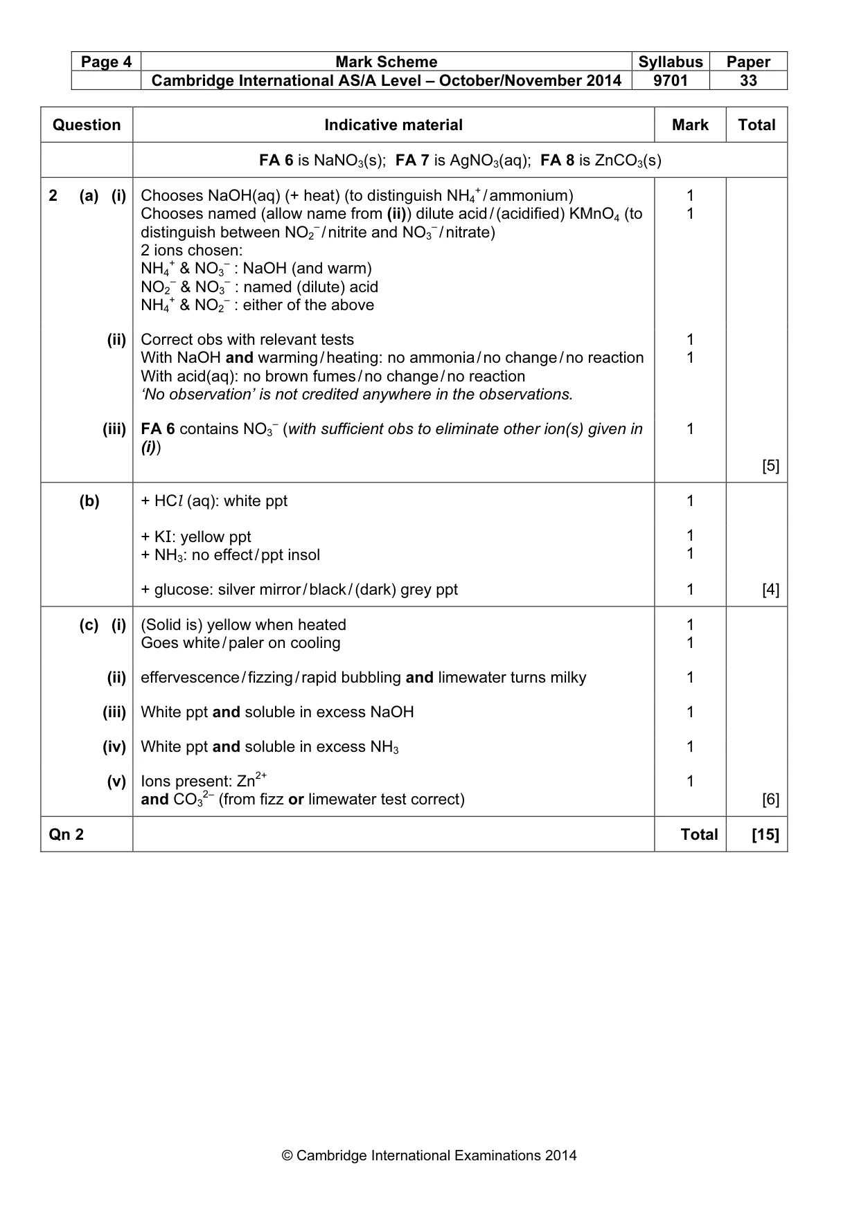 Mark scheme, page 4 of 4