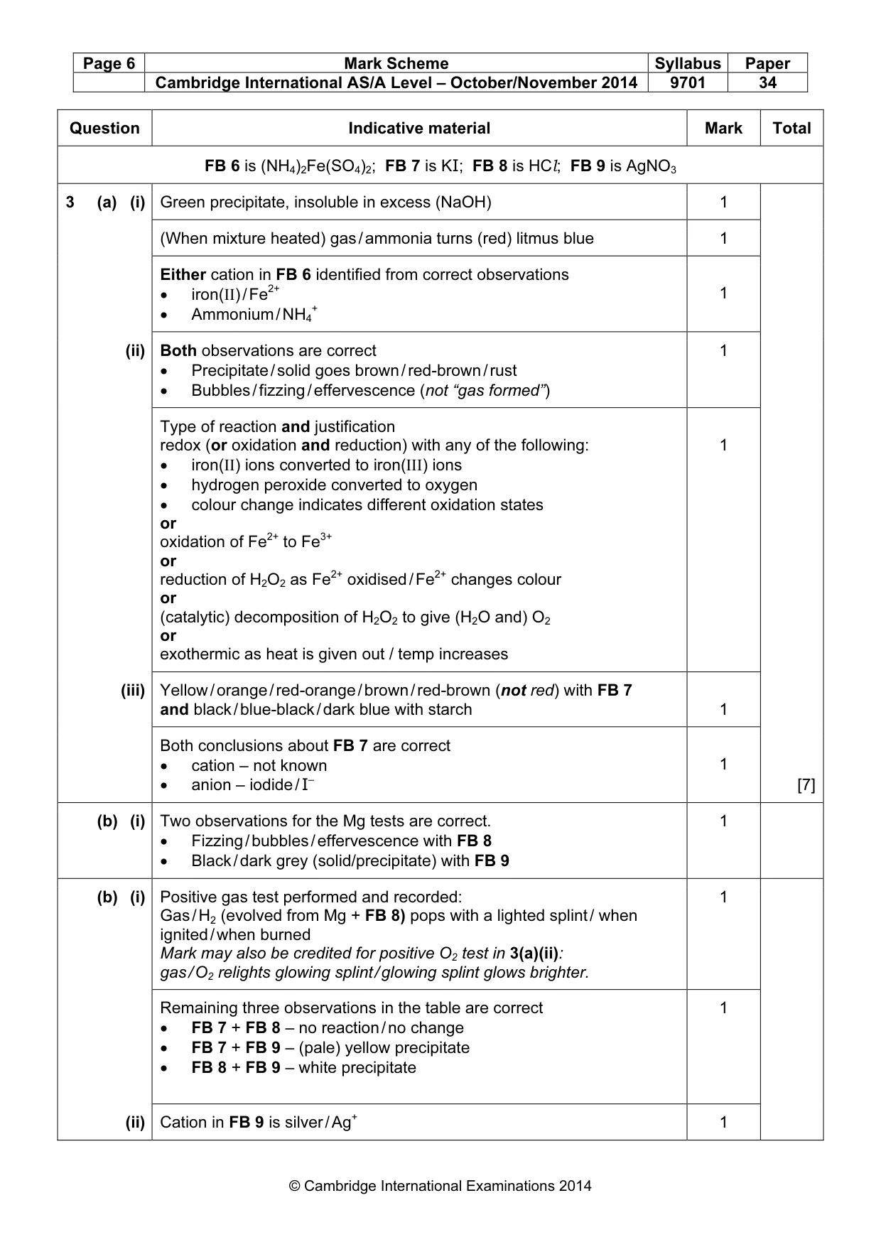 Mark scheme, page 6 of 7