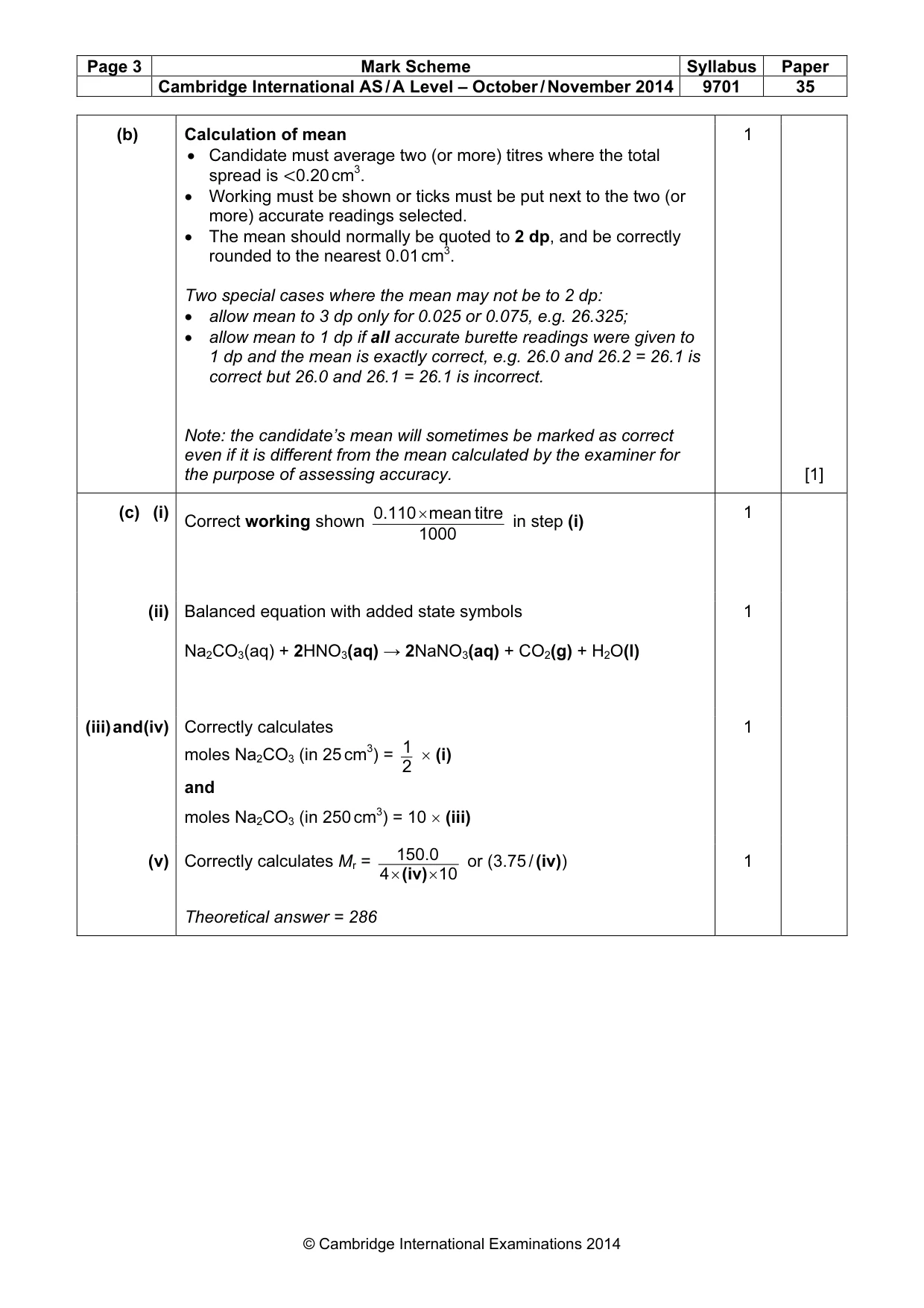 Mark scheme, page 3 of 7