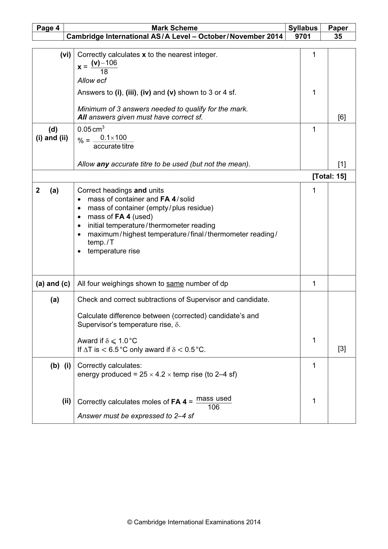 Mark scheme, page 4 of 7