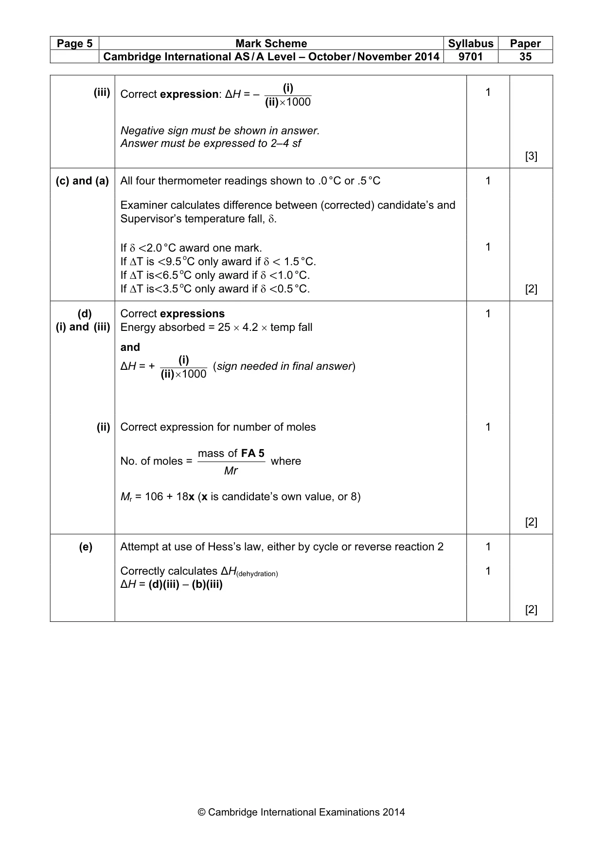 Mark scheme, page 5 of 7
