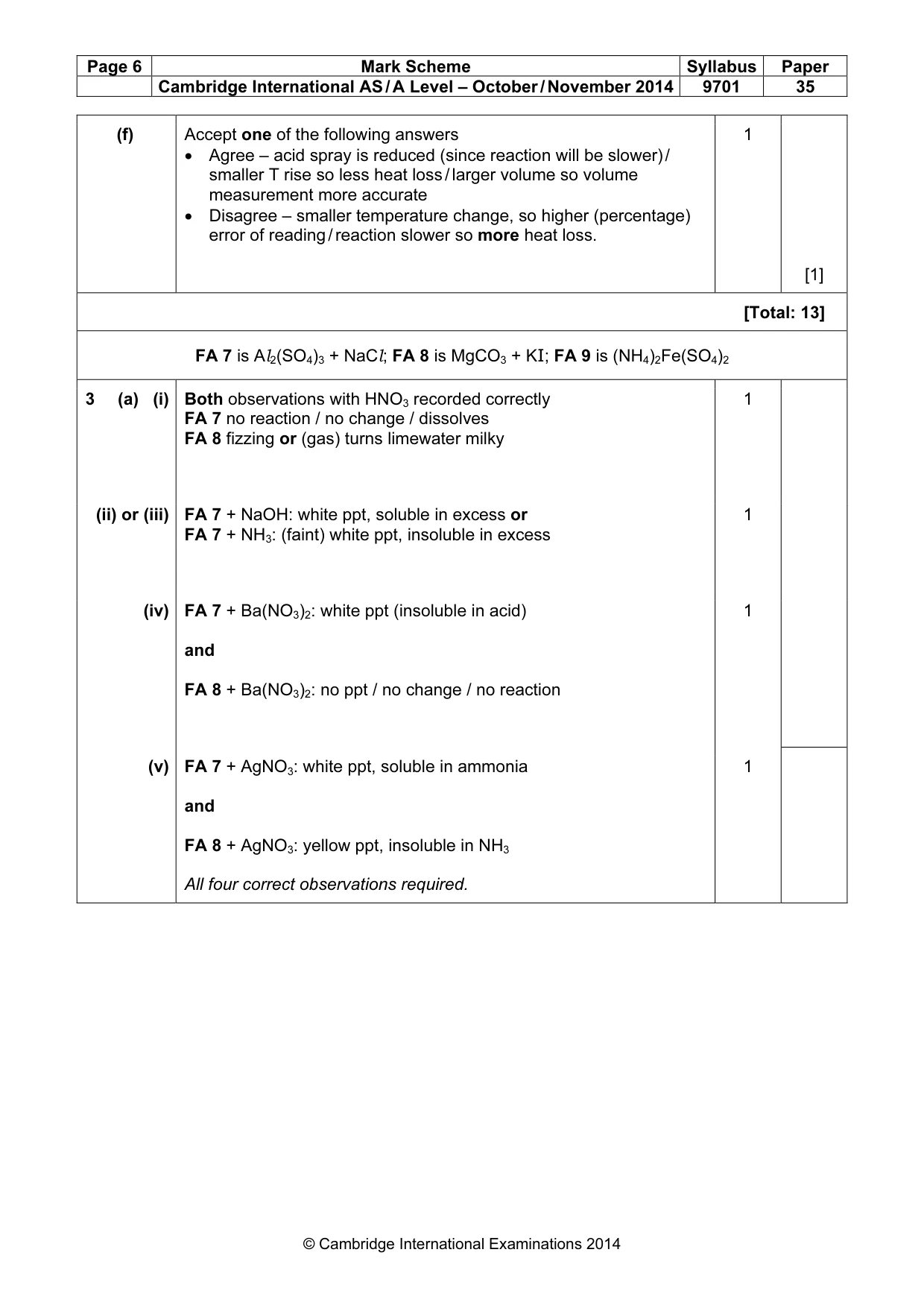 Mark scheme, page 6 of 7