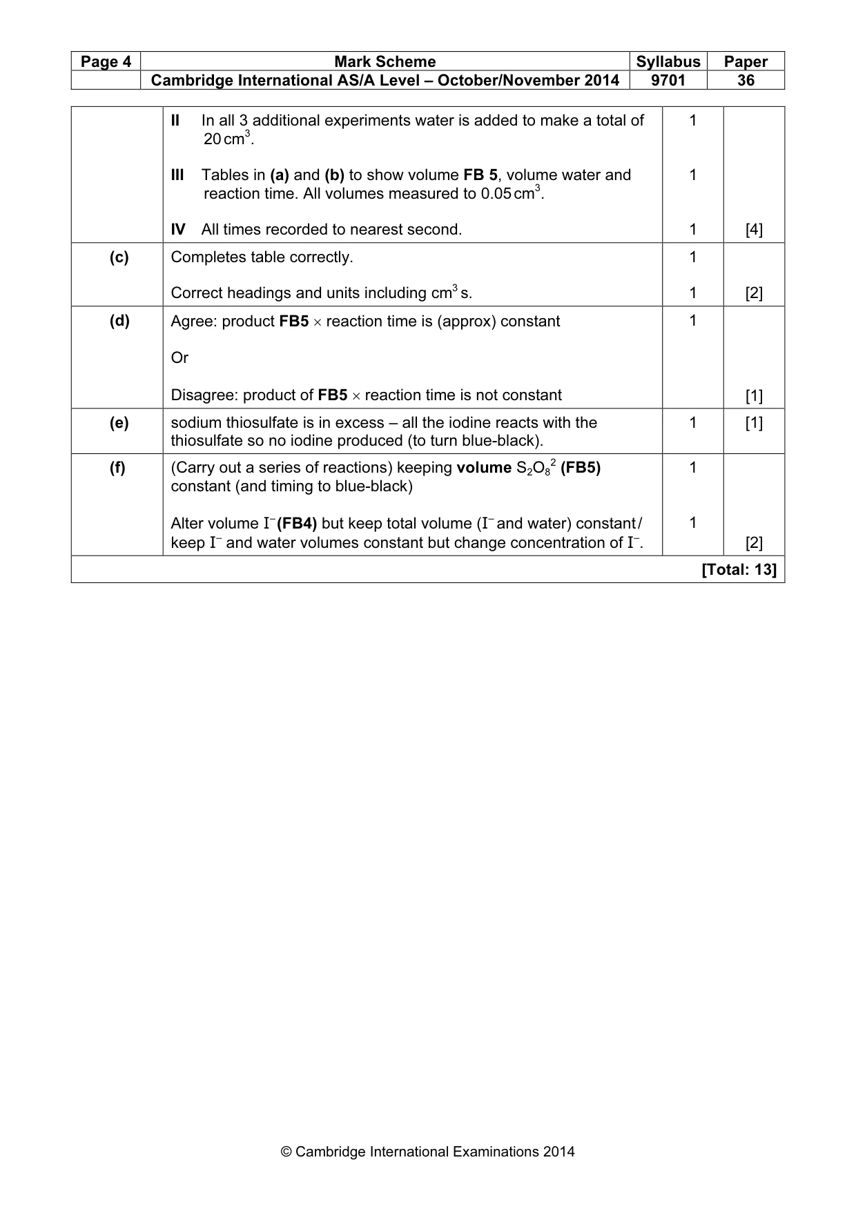 Mark scheme, page 4 of 5