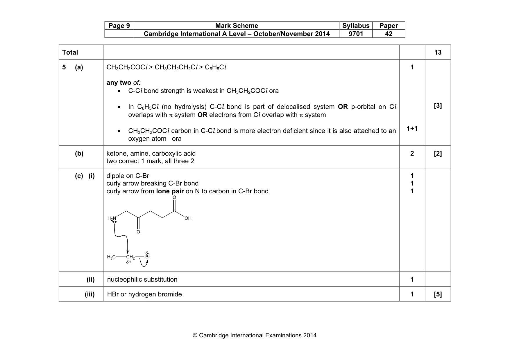 Mark scheme, page 9 of 13