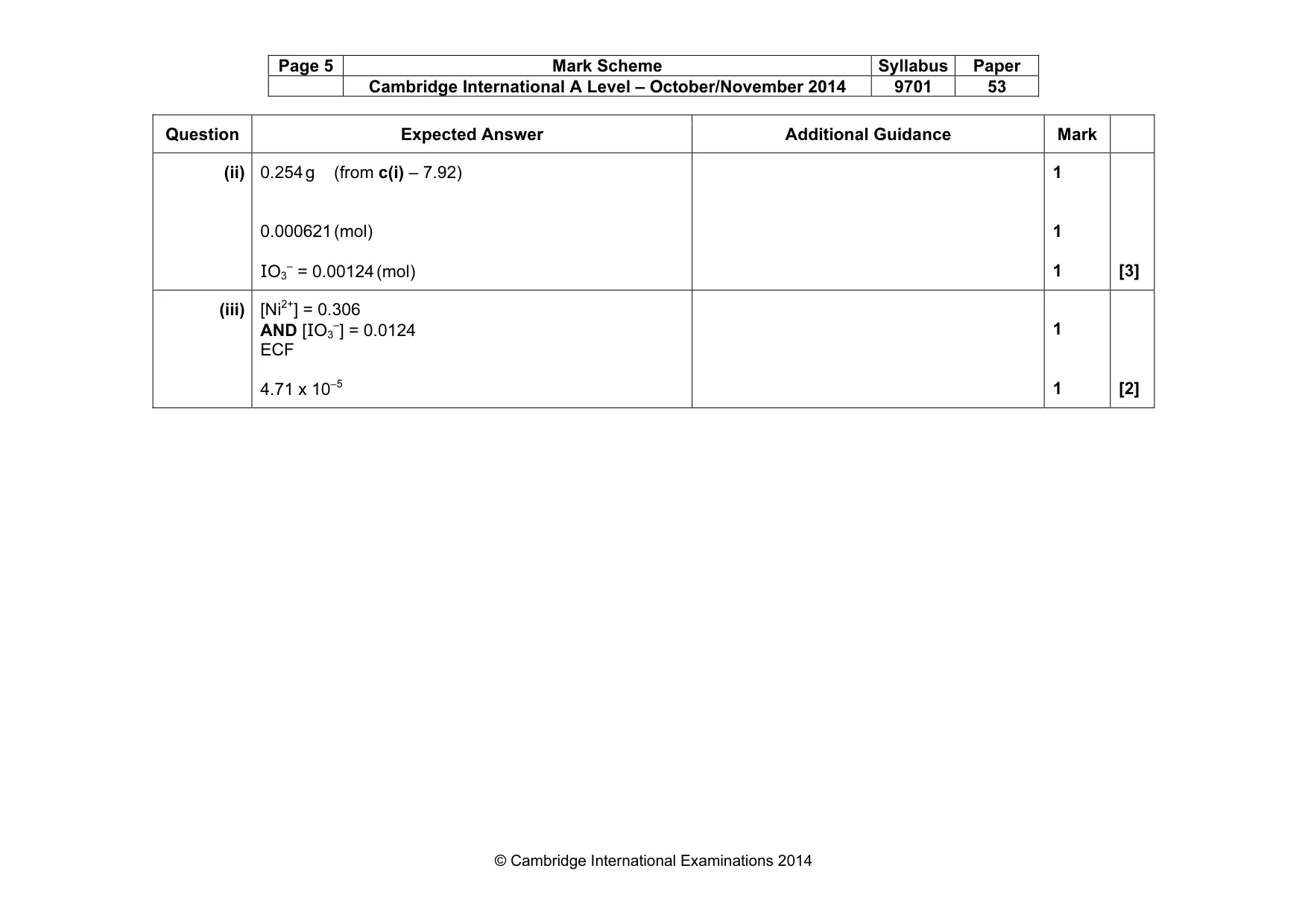 Mark scheme, page 5 of 5