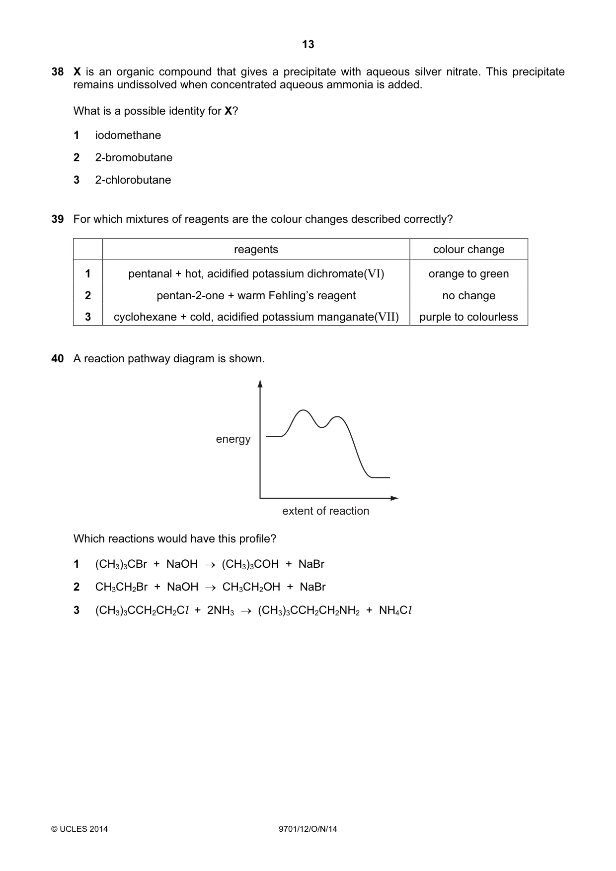 Cambridge A Level Chemistry 9701 2014 Oct/Nov Paper 1 · Variant 2 question paper, page 13 of 16