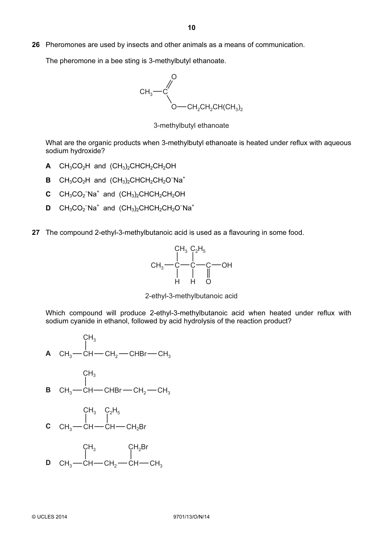 Cambridge A Level Chemistry 9701 2014 Oct/Nov Paper 1 · Variant 3 question paper, page 10 of 16