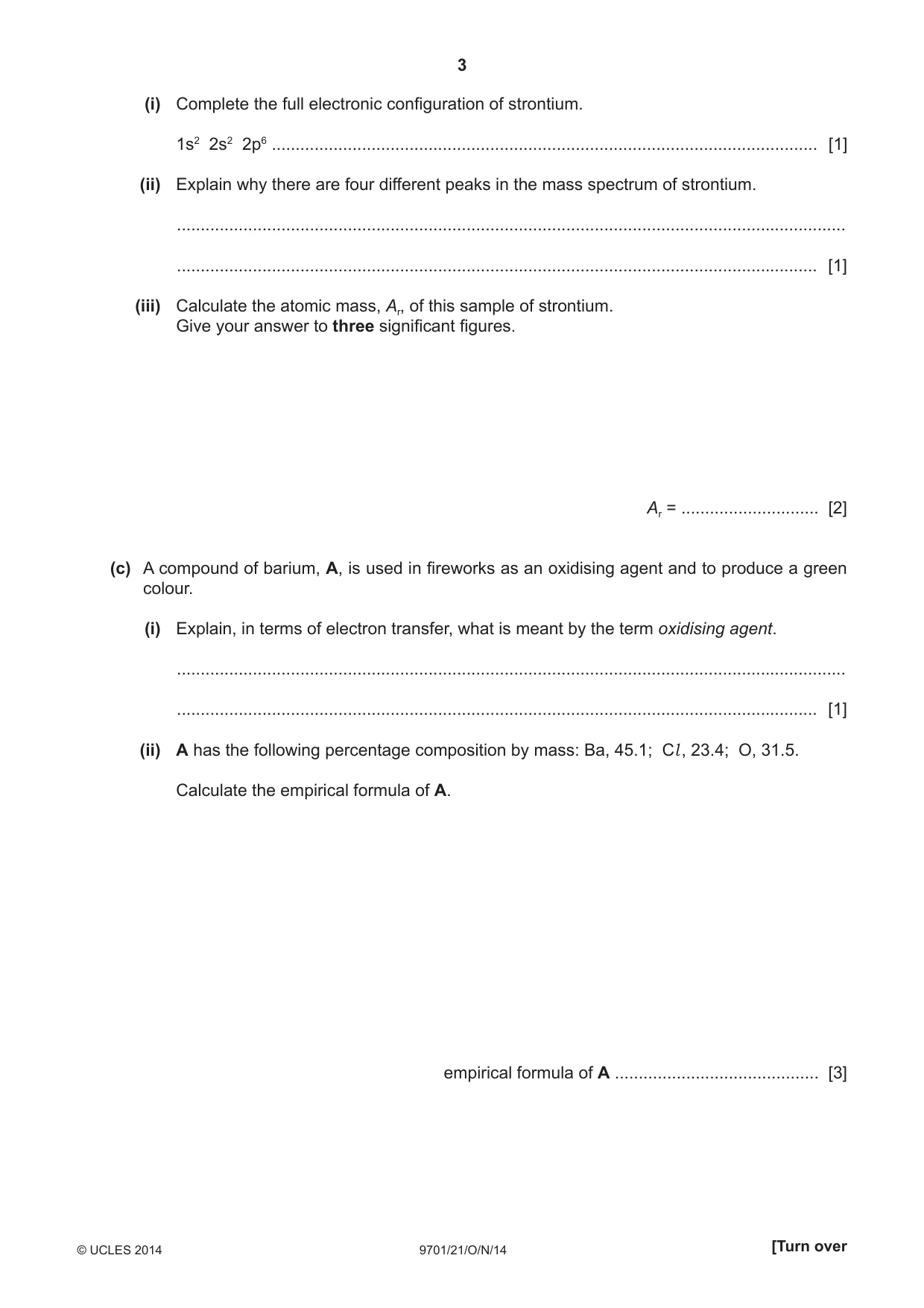 Cambridge A Level Chemistry 9701 2014 Oct/Nov Paper 2 · Variant 1 question paper, page 3 of 12