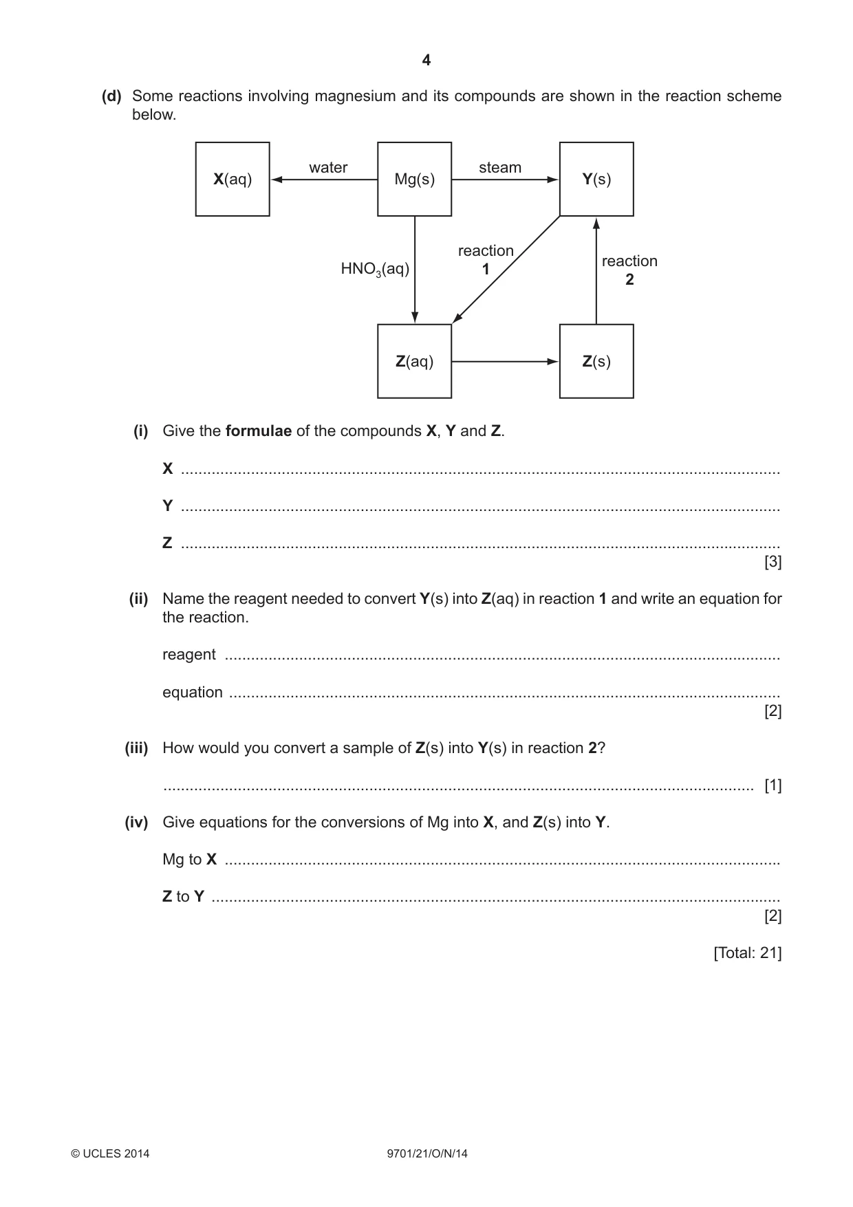 Cambridge A Level Chemistry 9701 2014 Oct/Nov Paper 2 · Variant 1 question paper, page 4 of 12