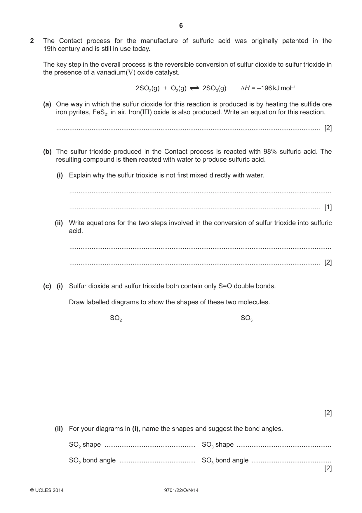Cambridge A Level Chemistry 9701 2014 Oct/Nov Paper 2 · Variant 2 question paper, page 6 of 12