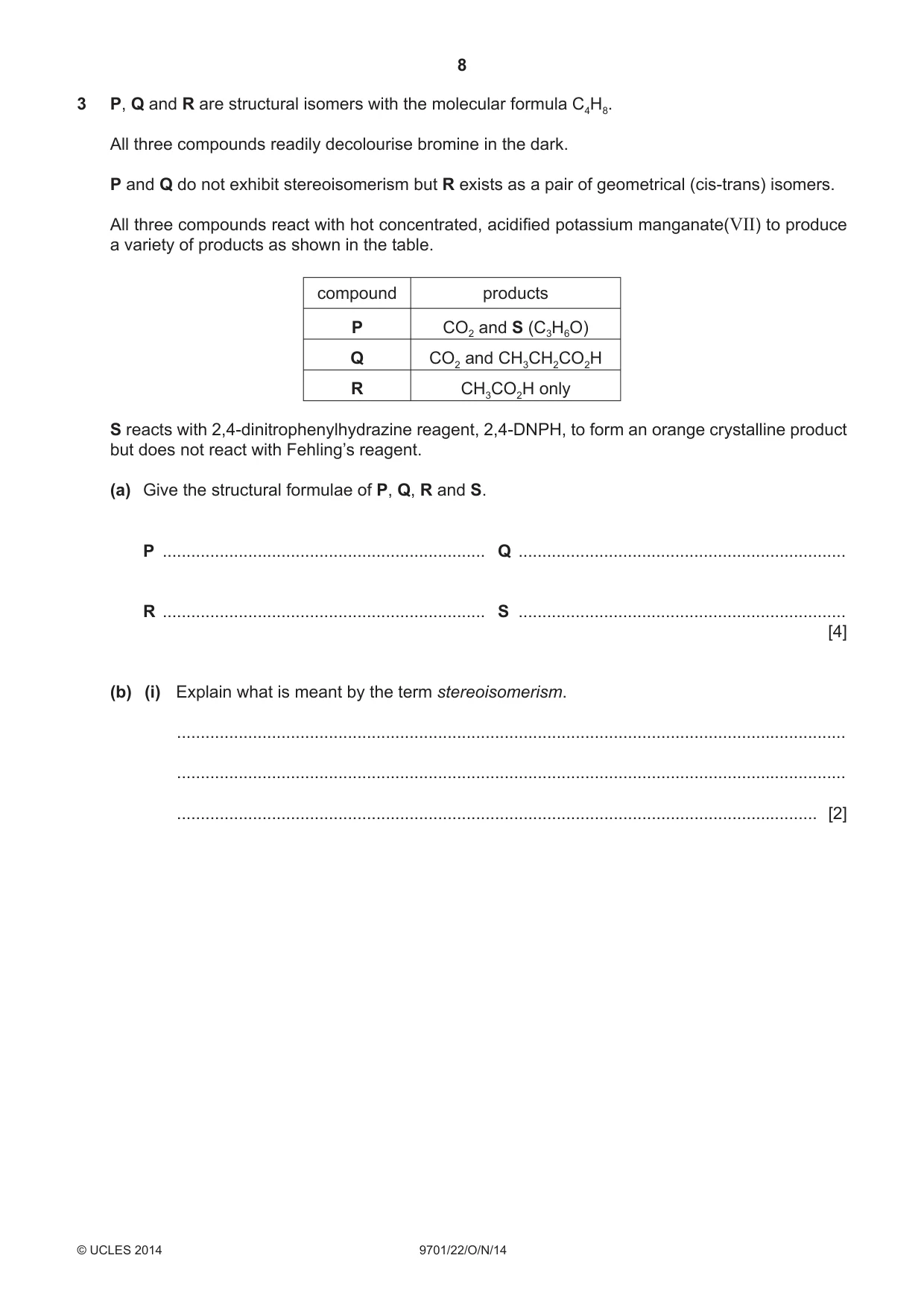Cambridge A Level Chemistry 9701 2014 Oct/Nov Paper 2 · Variant 2 question paper, page 8 of 12