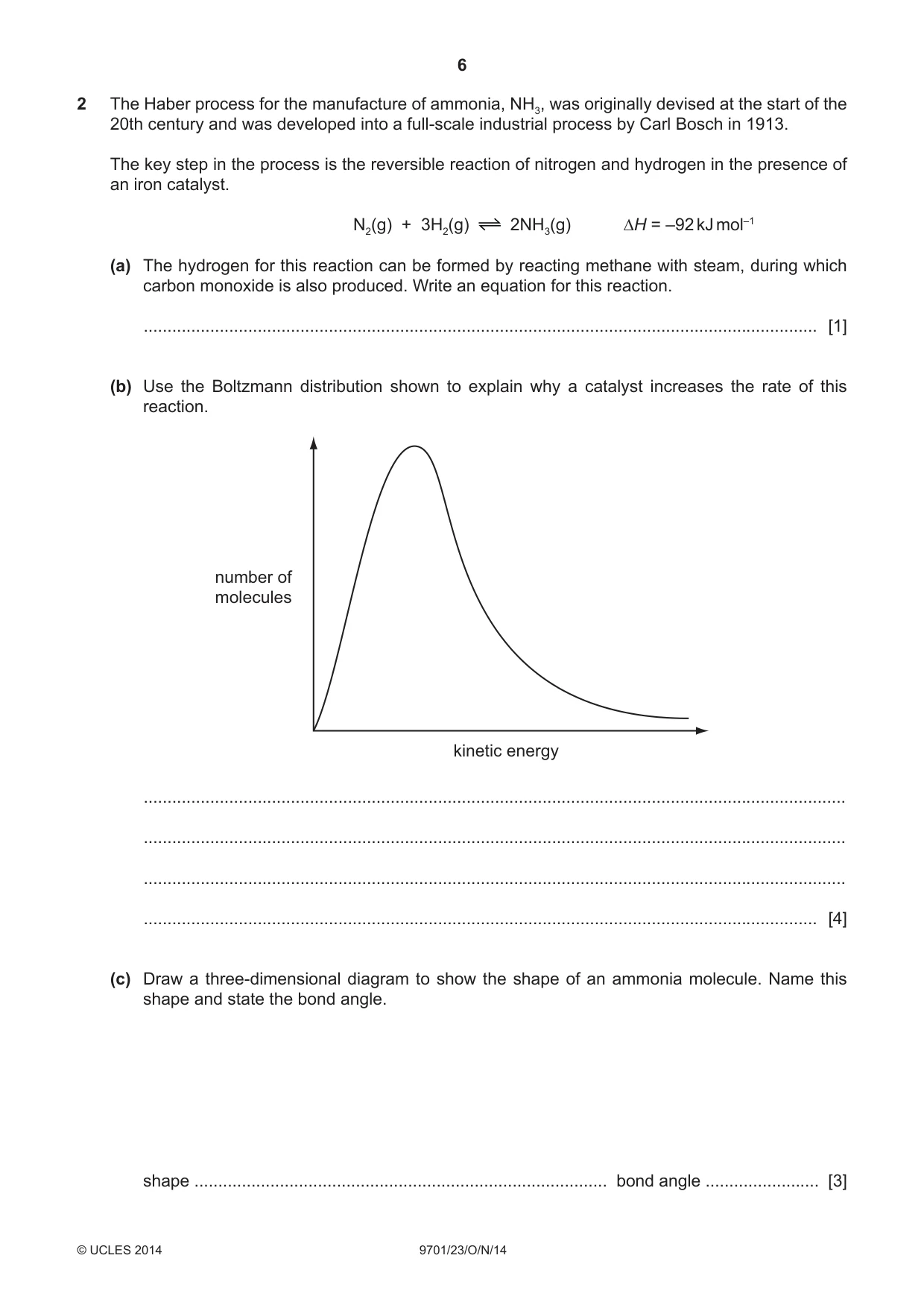 Cambridge A Level Chemistry 9701 2014 Oct/Nov Paper 2 · Variant 3 question paper, page 6 of 12
