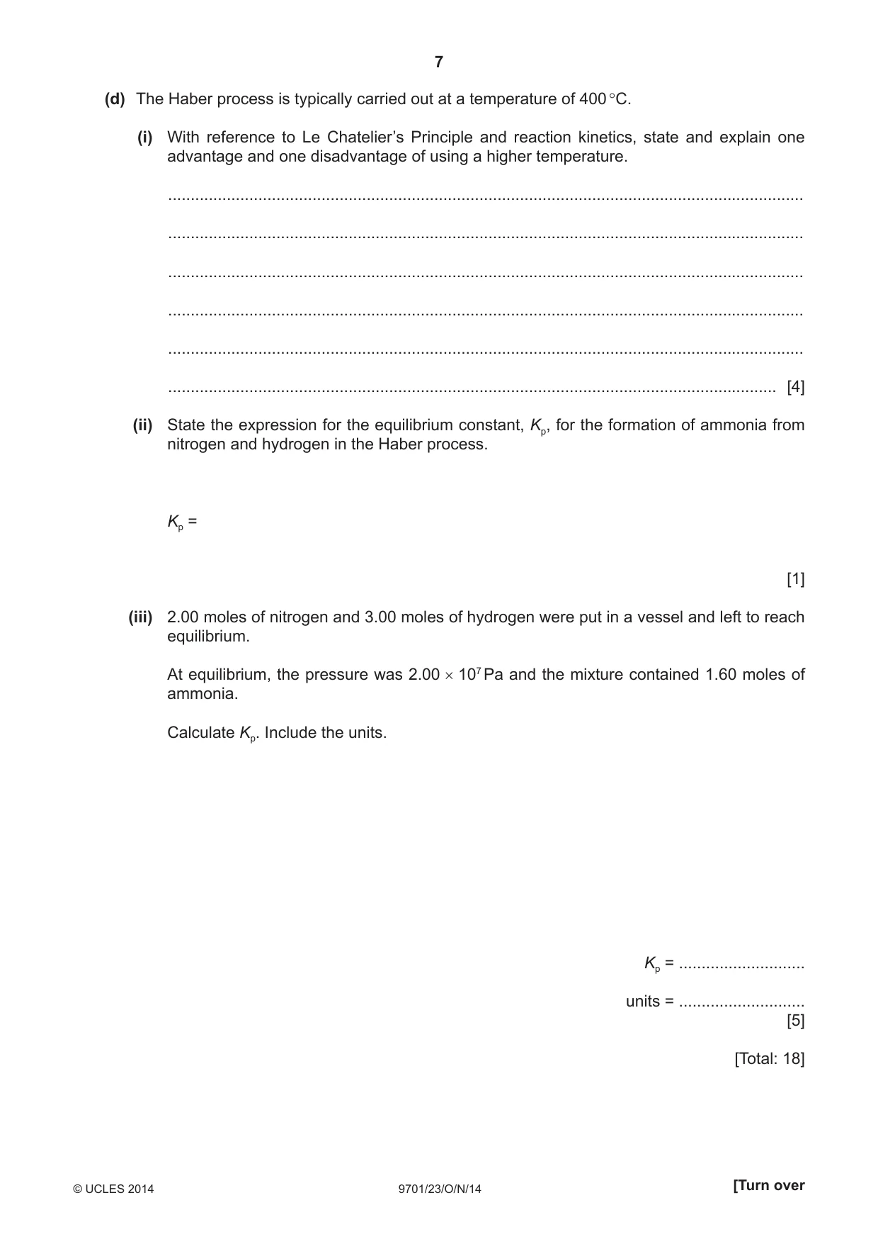 Cambridge A Level Chemistry 9701 2014 Oct/Nov Paper 2 · Variant 3 question paper, page 7 of 12
