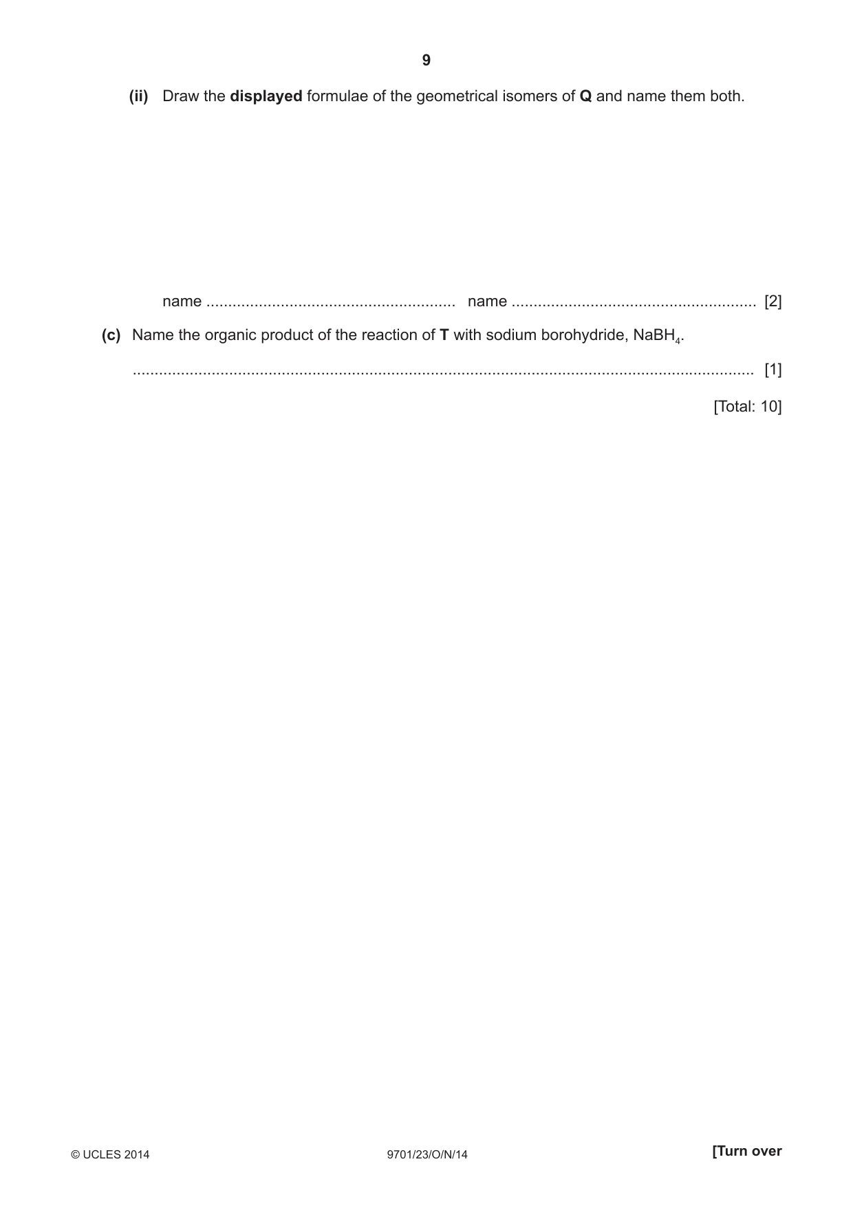 Cambridge A Level Chemistry 9701 2014 Oct/Nov Paper 2 · Variant 3 question paper, page 9 of 12