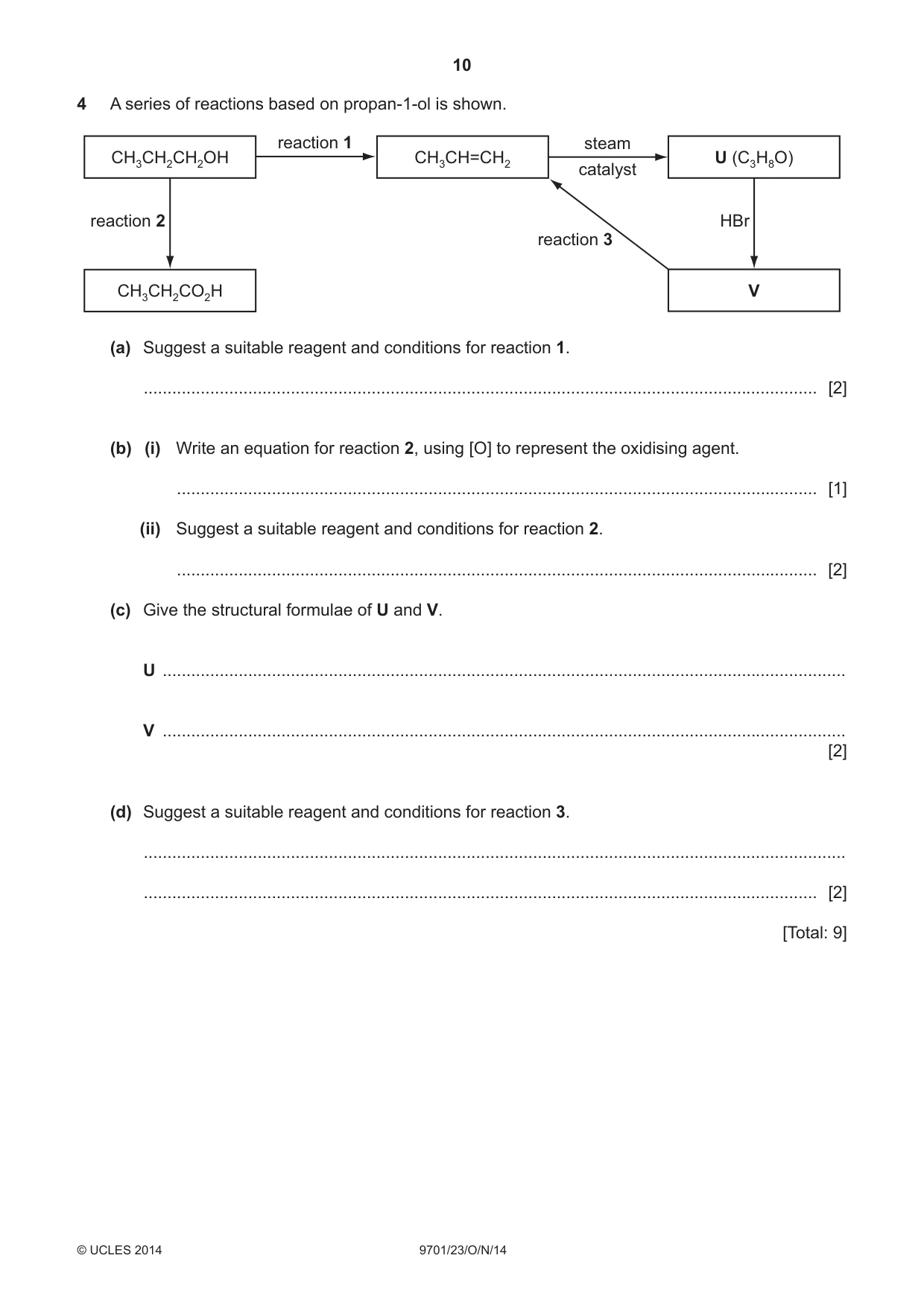 Cambridge A Level Chemistry 9701 2014 Oct/Nov Paper 2 · Variant 3 question paper, page 10 of 12