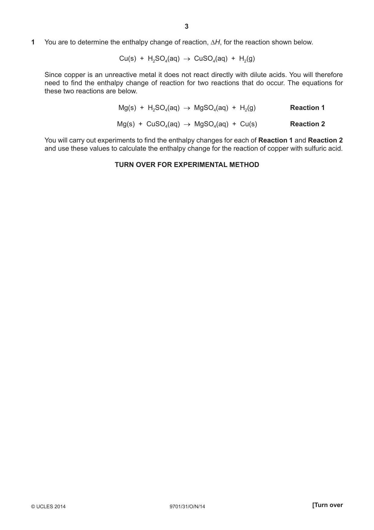Cambridge A Level Chemistry 9701 2014 Oct/Nov Paper 3 · Variant 1 question paper, page 3 of 16