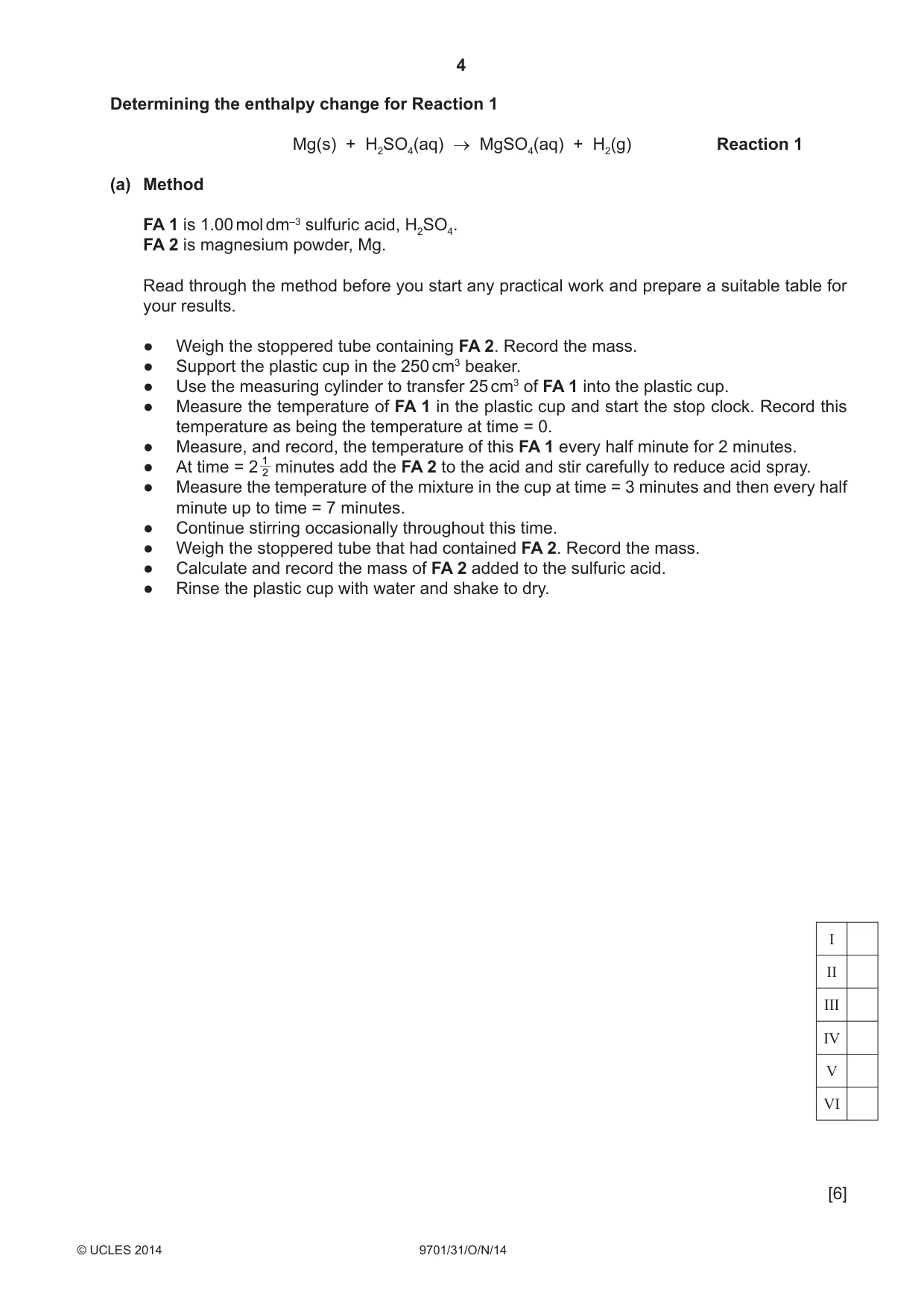 Cambridge A Level Chemistry 9701 2014 Oct/Nov Paper 3 · Variant 1 question paper, page 4 of 16