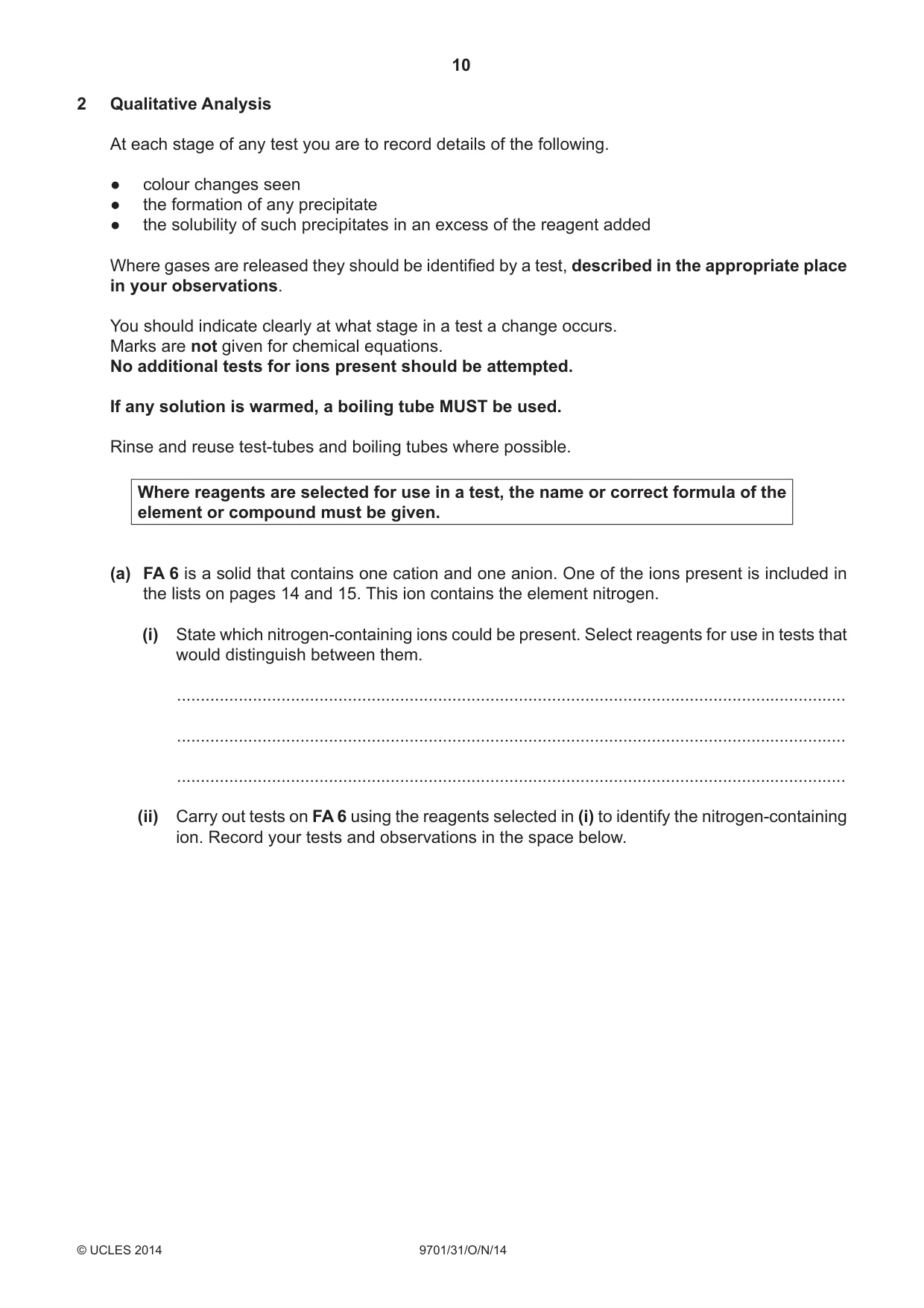Cambridge A Level Chemistry 9701 2014 Oct/Nov Paper 3 · Variant 1 question paper, page 10 of 16