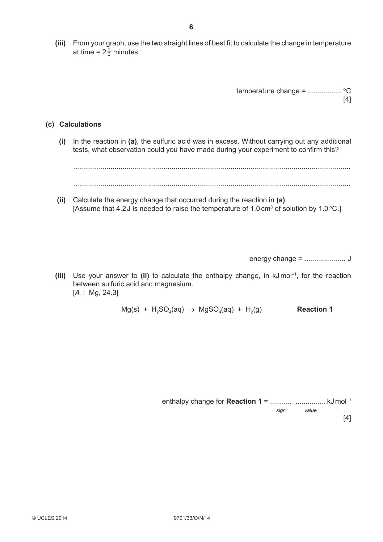 Cambridge A Level Chemistry 9701 2014 Oct/Nov Paper 3 · Variant 3 question paper, page 6 of 16