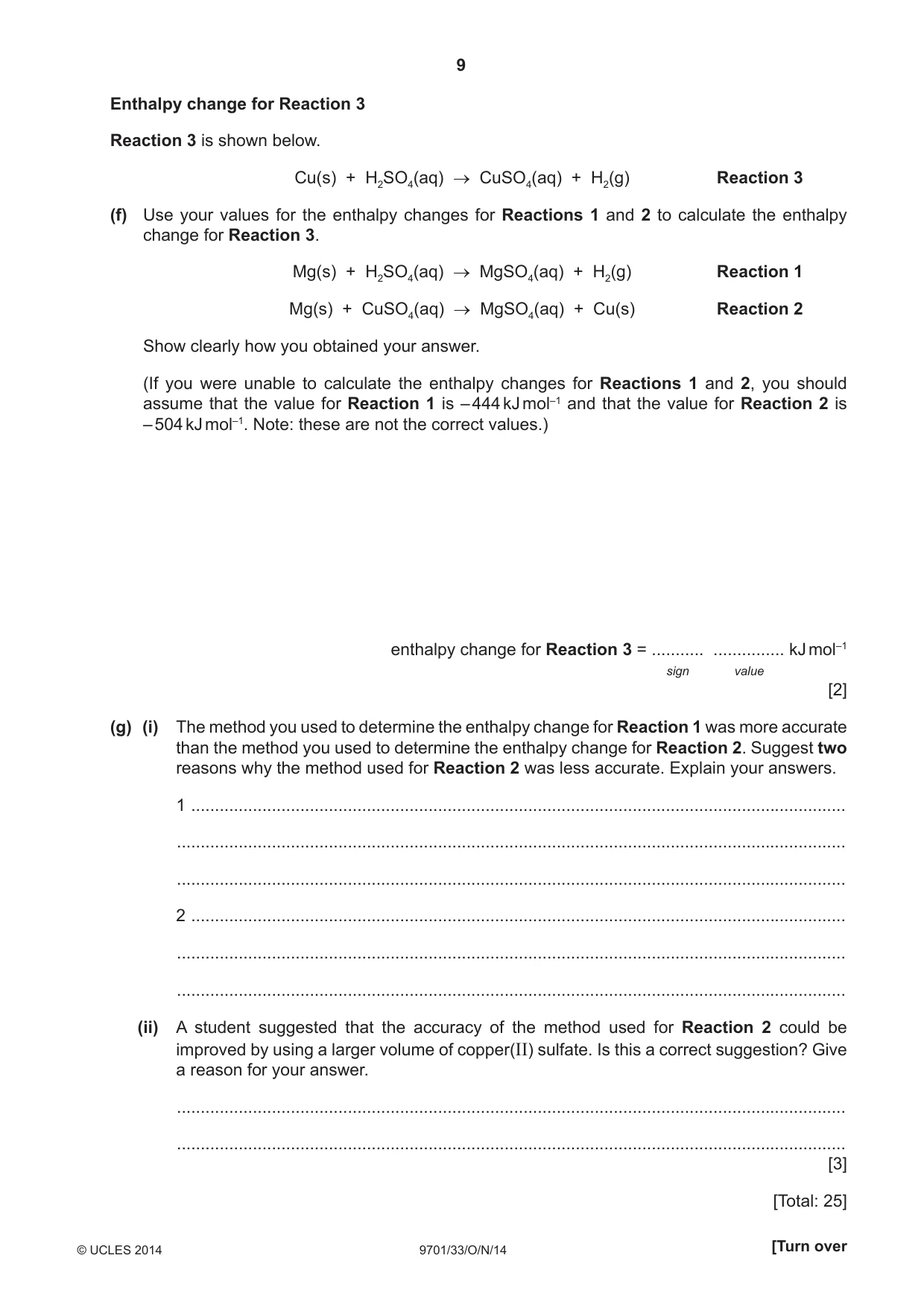 Cambridge A Level Chemistry 9701 2014 Oct/Nov Paper 3 · Variant 3 question paper, page 9 of 16